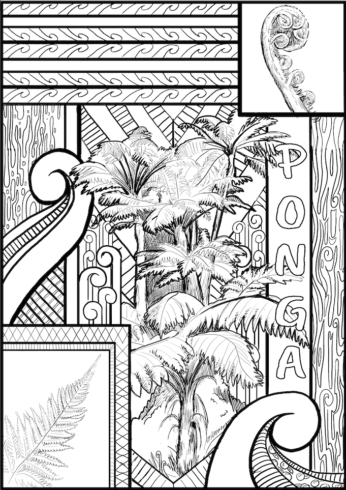 Block Poster: Ponga (silver fern)