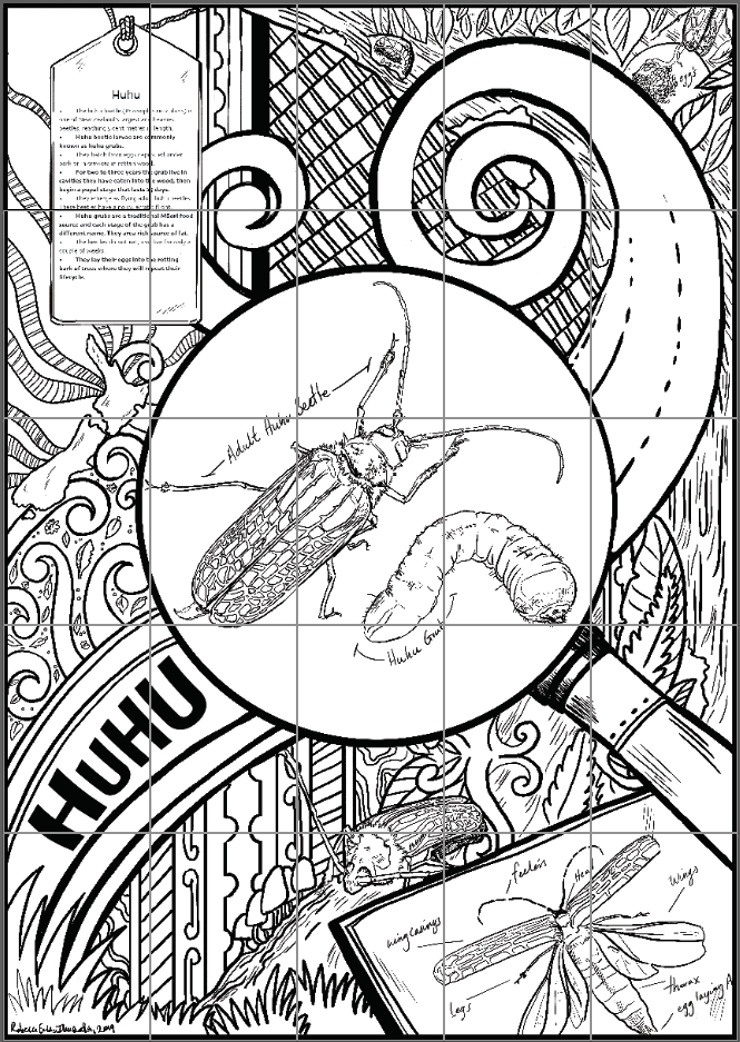Block Poster: Huhu Beetle