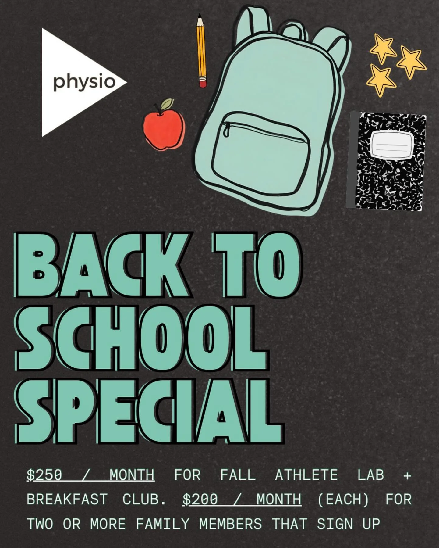 School is back in session! Give us a call or stop in to sign up for athlete lab, breakfast club, or both!! 

If you&rsquo;re still on the fence, don&rsquo;t stress it&hellip;your first week is on us to make sure Physio is a good fit 😌

 We hope ever