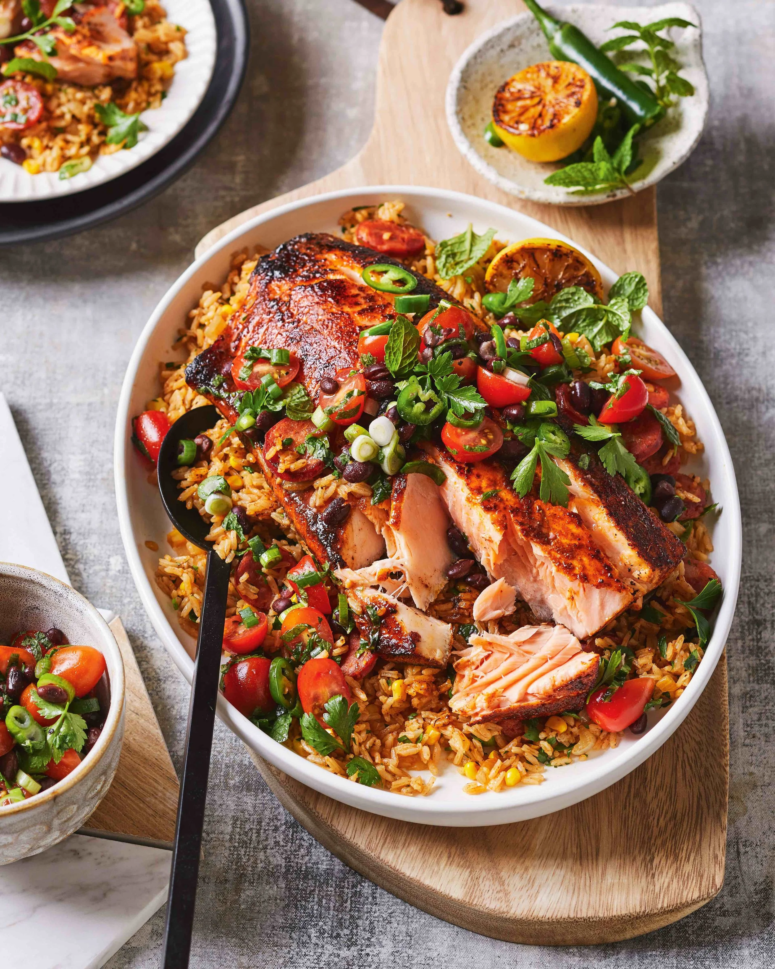 CAJUN DIRTY RICE W/ BLACKENED SALMON