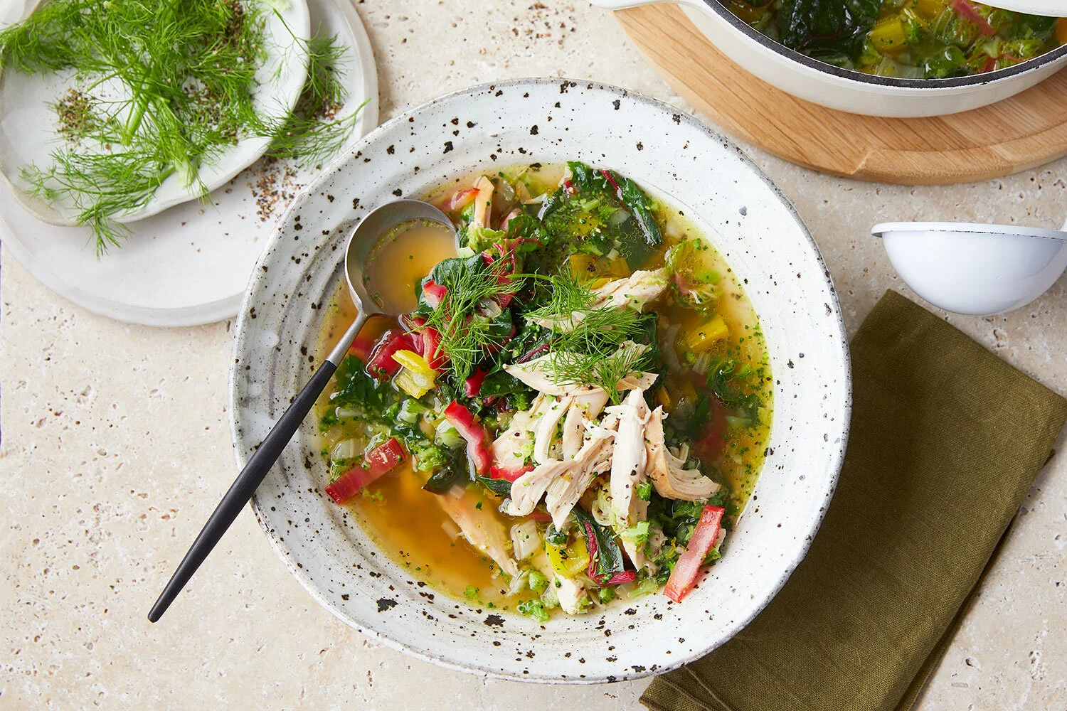 Zesty Chicken Broth W Broccoli Rice Greens Hayden Quinn