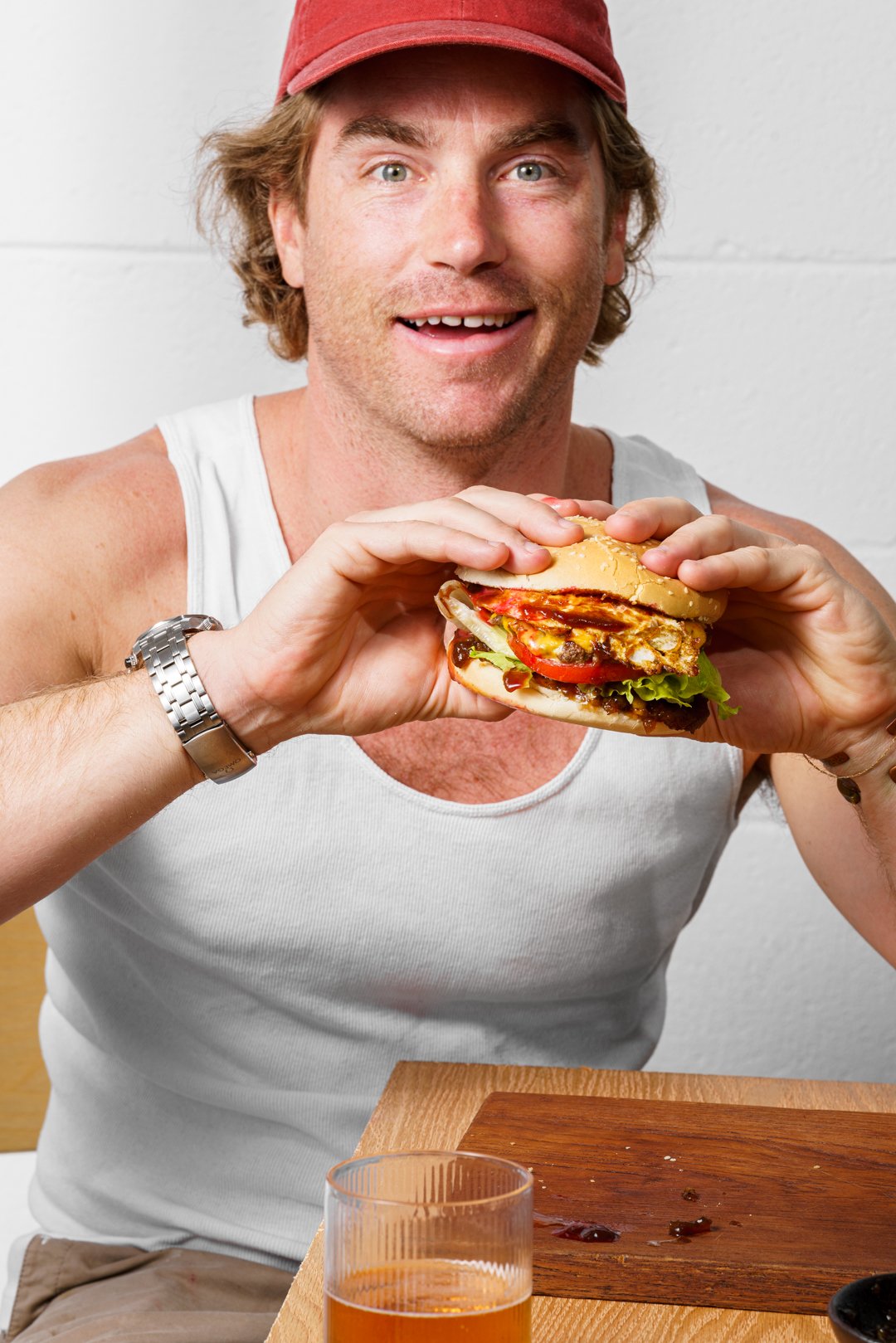 Hayden Quinn Aussie Burger with the LOT