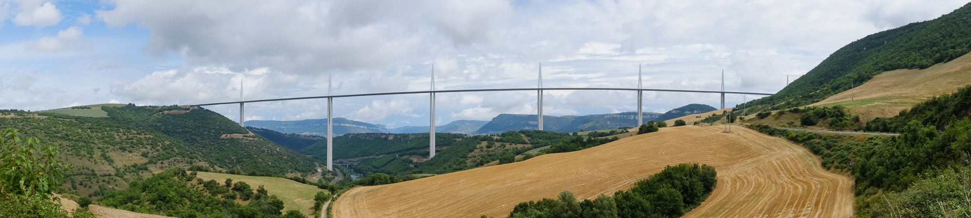 Millau Viaduct, France. Panorama shot in-camera with Fujifilm X100S.