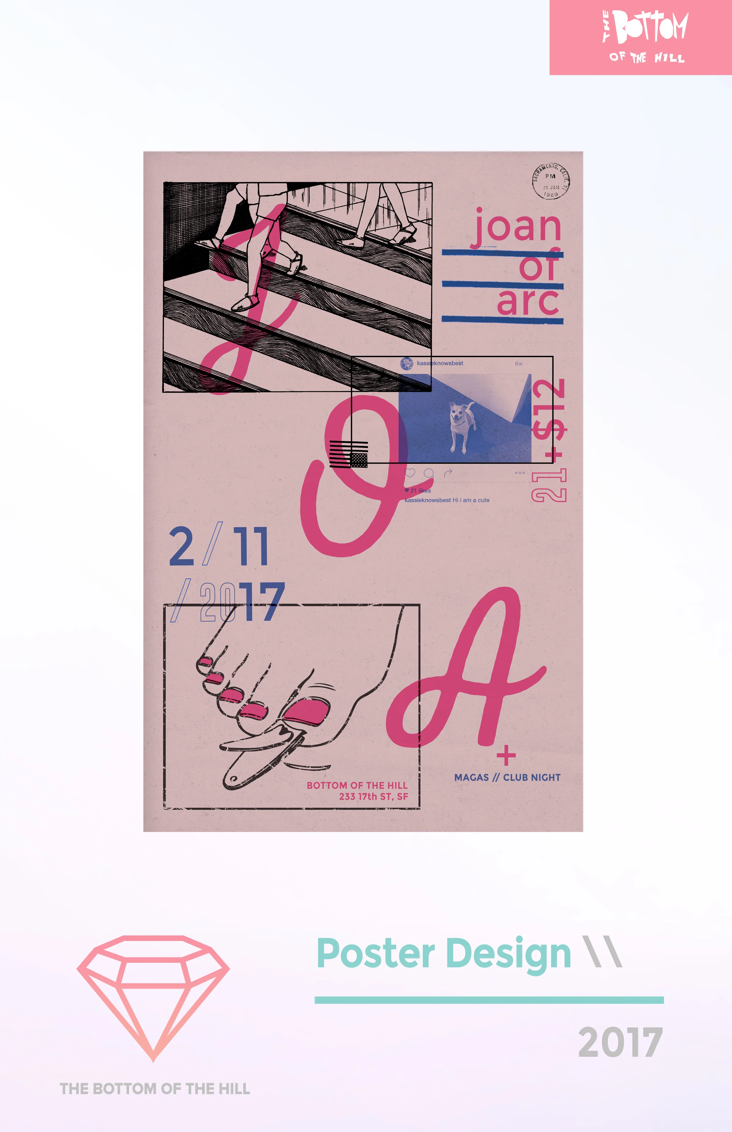    [Joan of Arc]    - Screen printed poster design for Joan of Arc's 2017 U.S. Tour 
