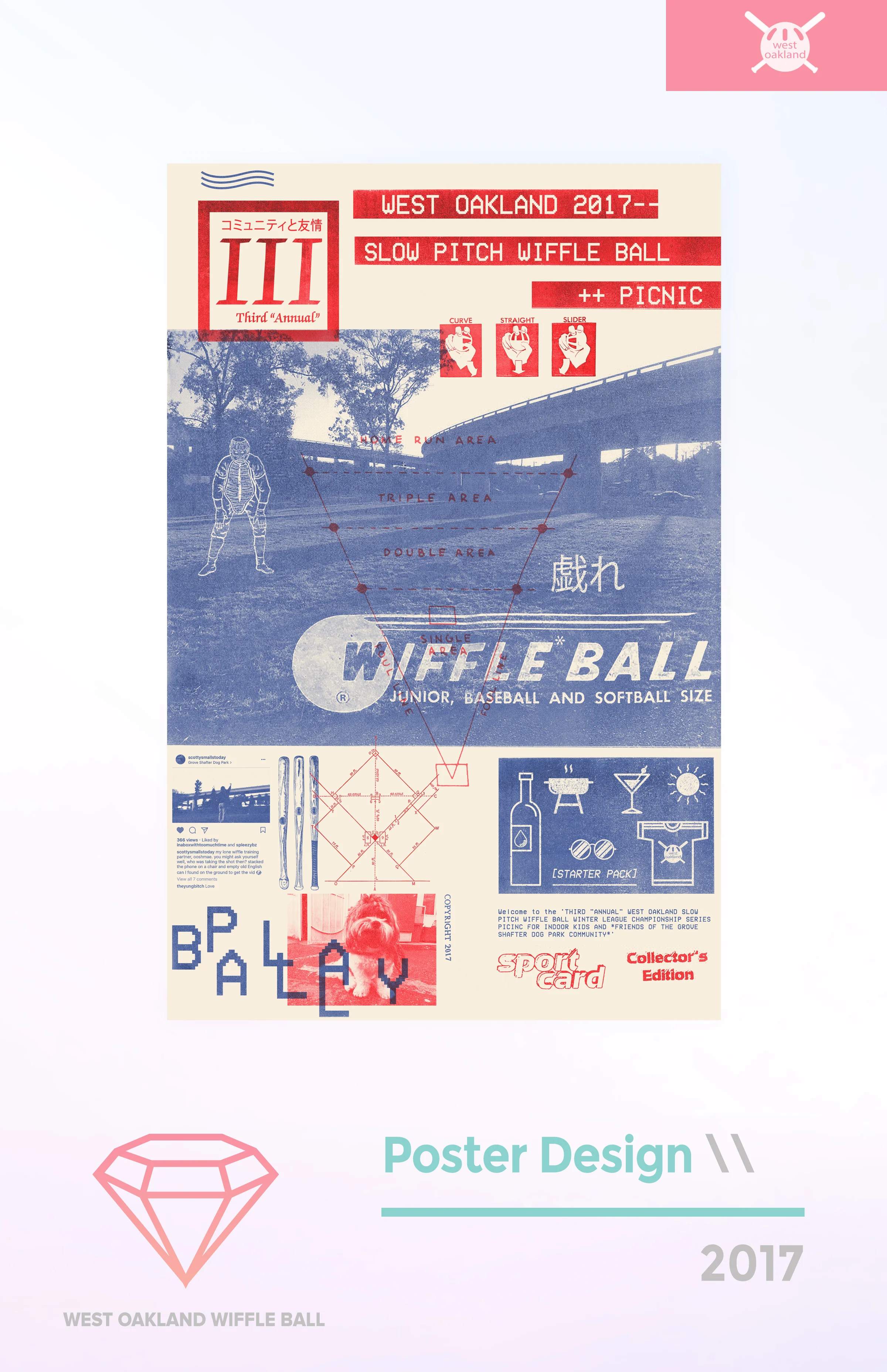    [West Oakland Wiffle Ball]    - Screen printed poster design&nbsp; 