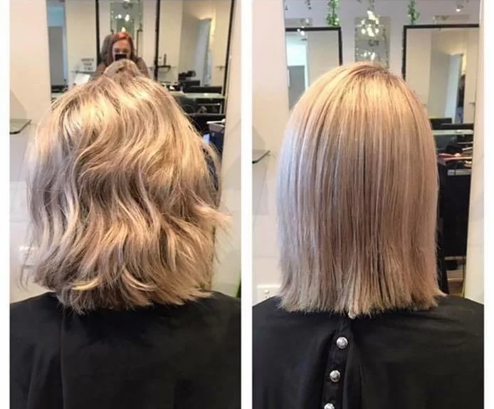 Kerasilk Smoothing Treatment before and after for a very satisfied customer