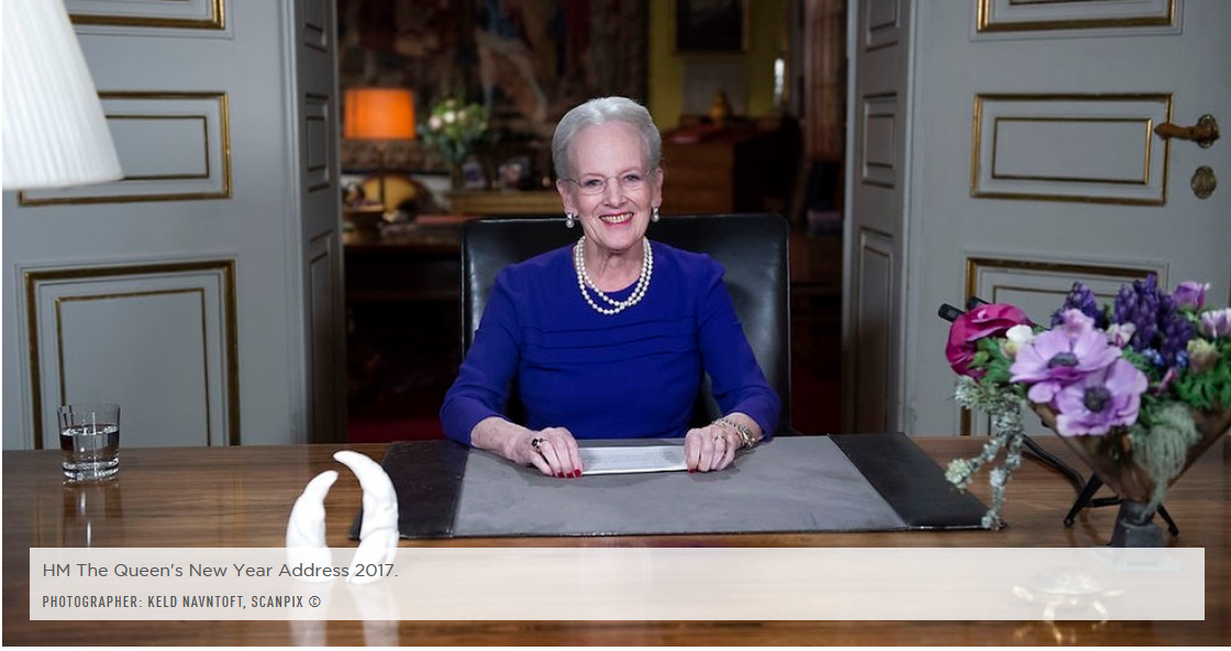 Queen of Denmark - Dronning Margrethe, looking splendid in blue in 2017/18. Or was it purple?
