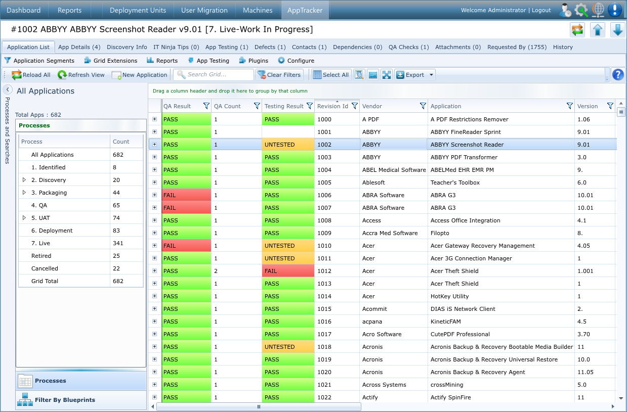 AppTracker provides a centralised repository for application lifecycle management