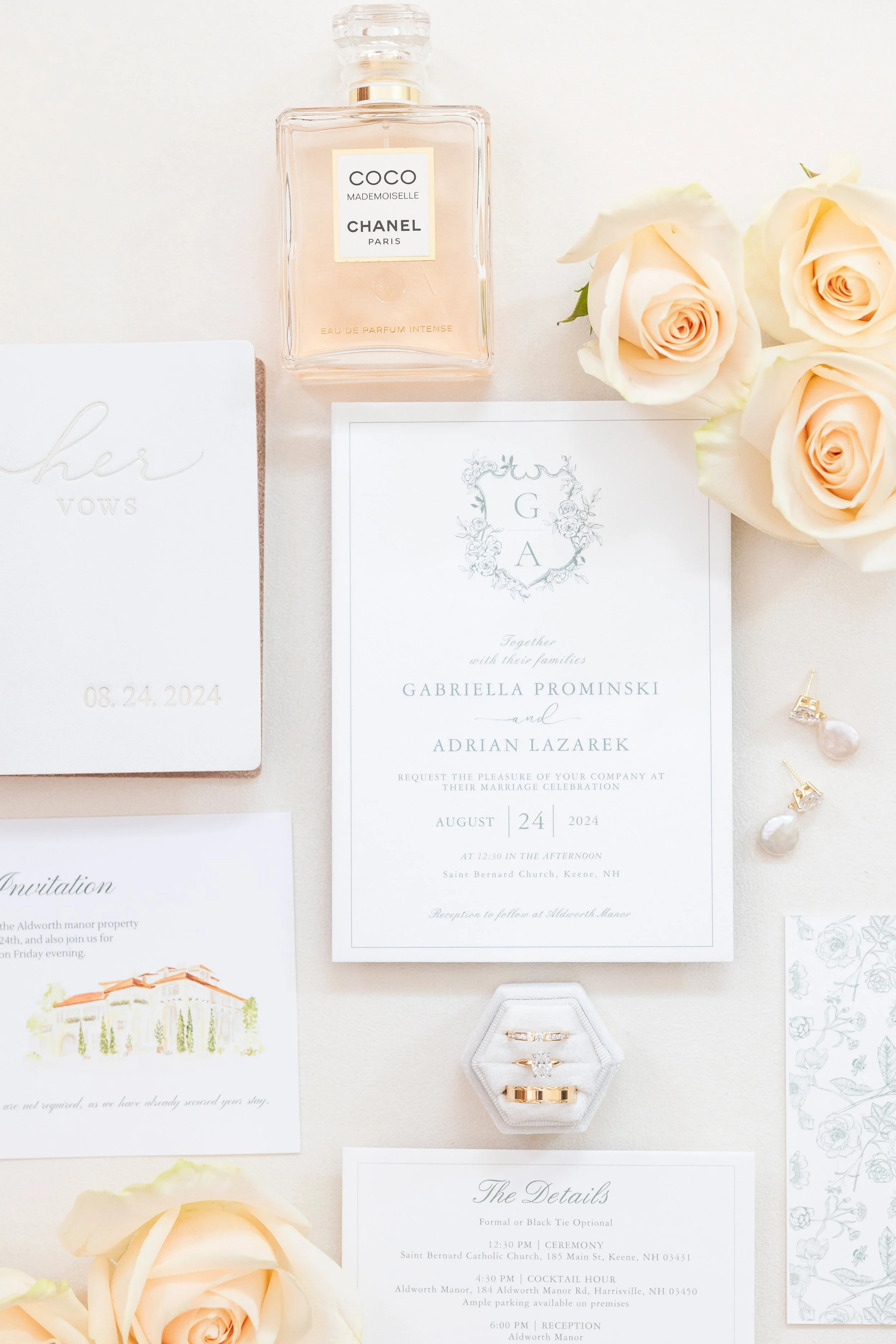 new hampshire wedding aldworth manor invitation suite details