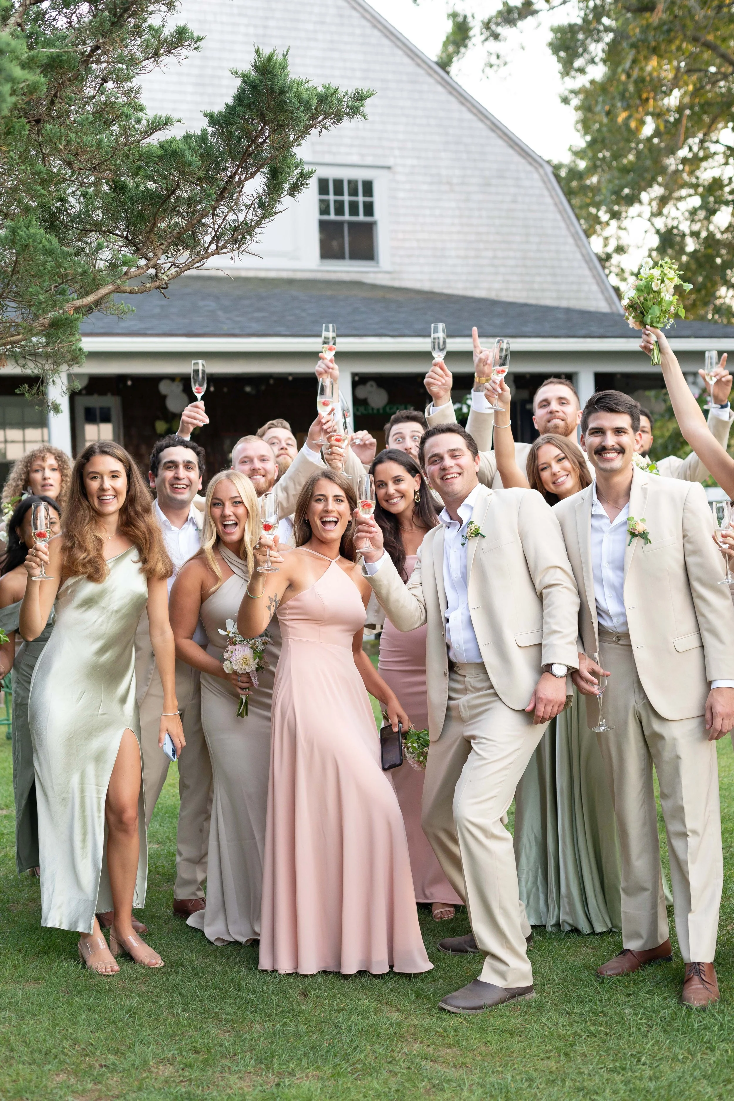 cape cod wedding bridal party toast