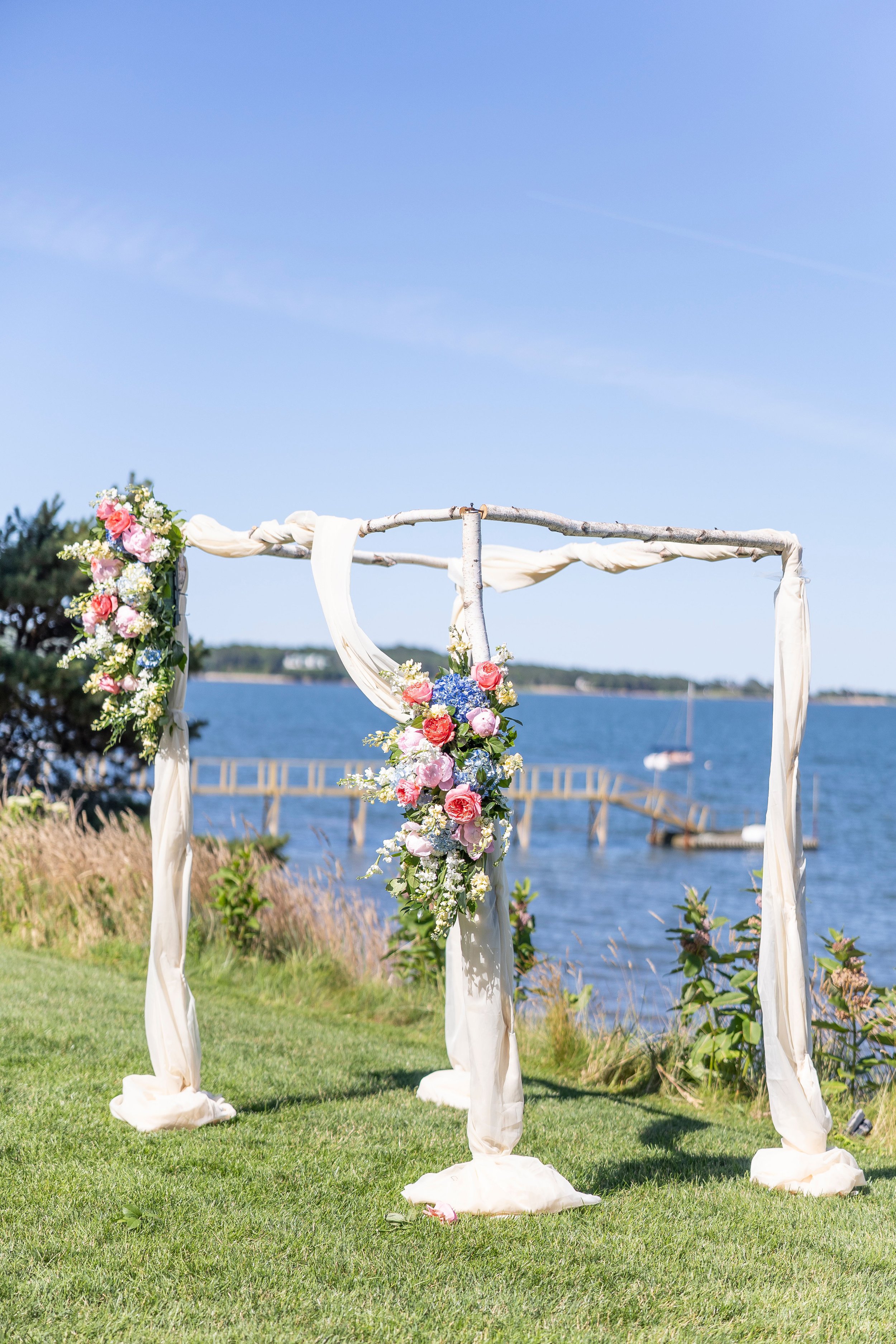 cape cod wedding wequassett wedding ceremony arch detail