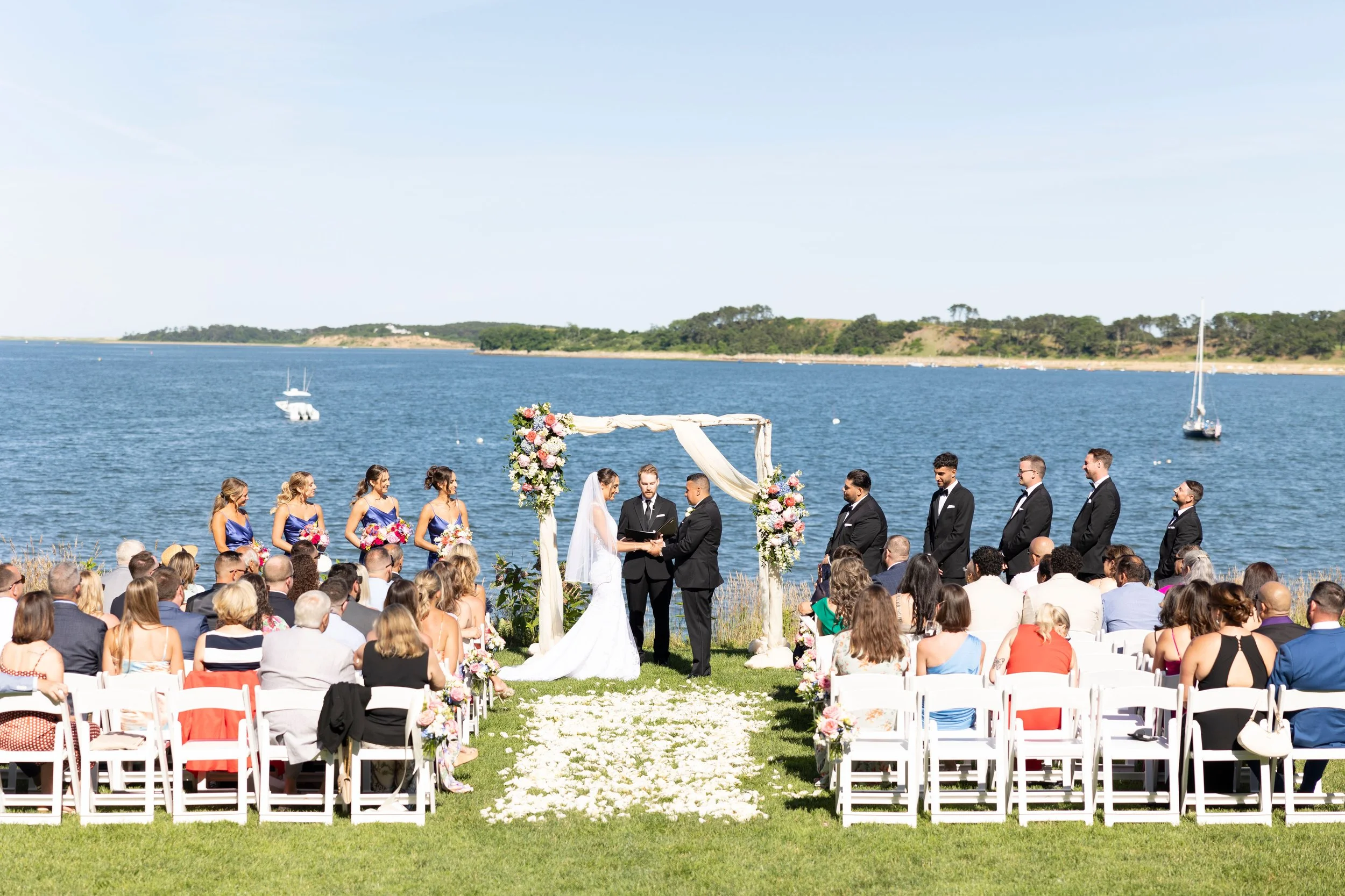 cape cod wedding wequassett summer ceremony overlooking harbor