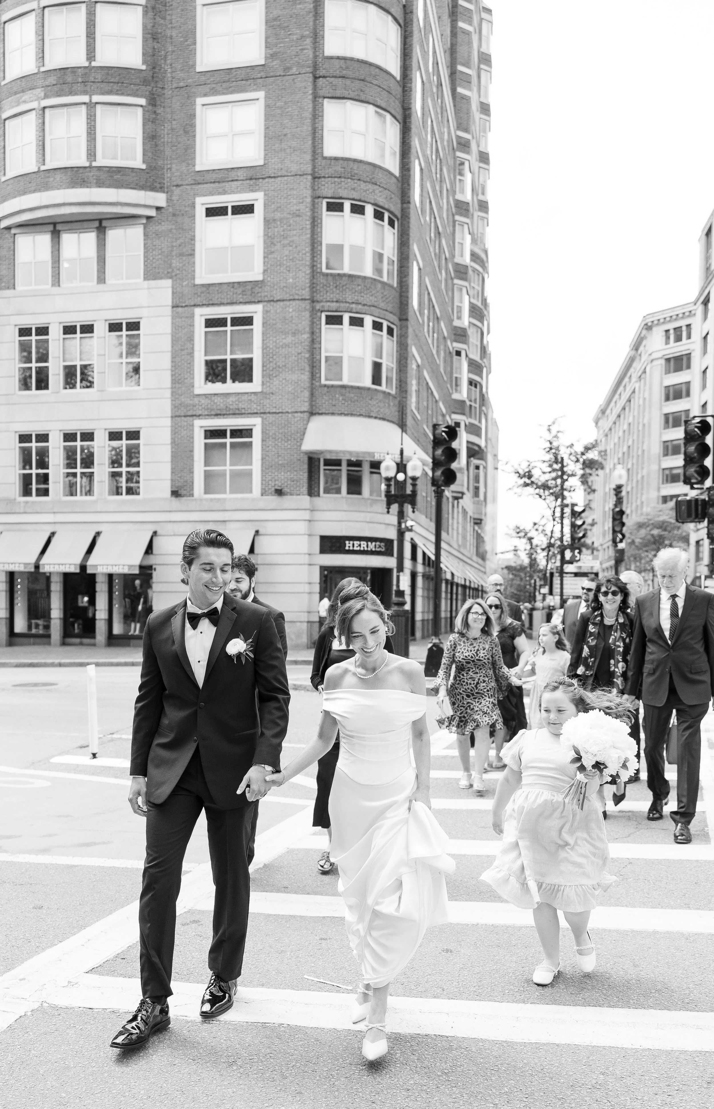 boston public library wedding bg hermes bw street photo