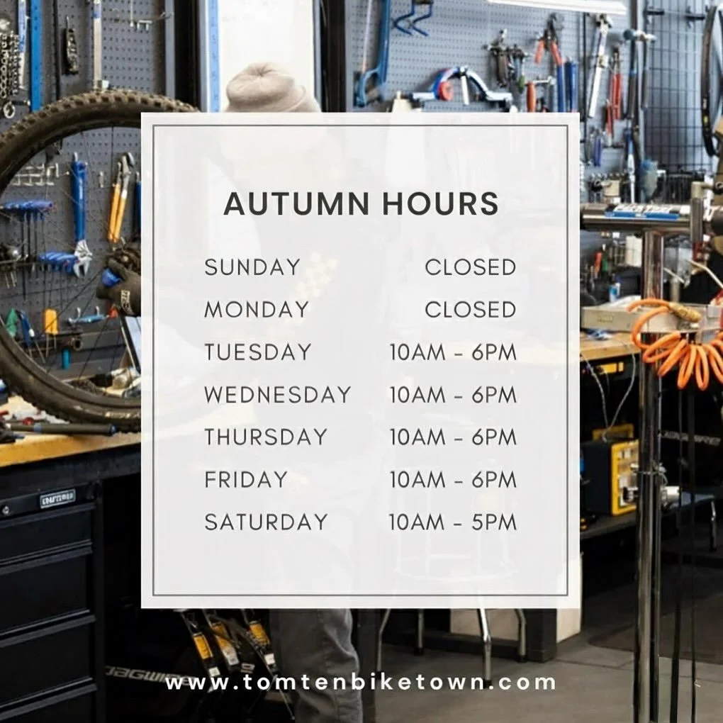 HOURS UPDATE: It’s that time of year again, we’re moving to off-season hours! Starting Monday, 10/27 we’ll be open Tuesday through Friday 10-6, and Saturday 10-5. Please let us know if you have any questions or concerns.