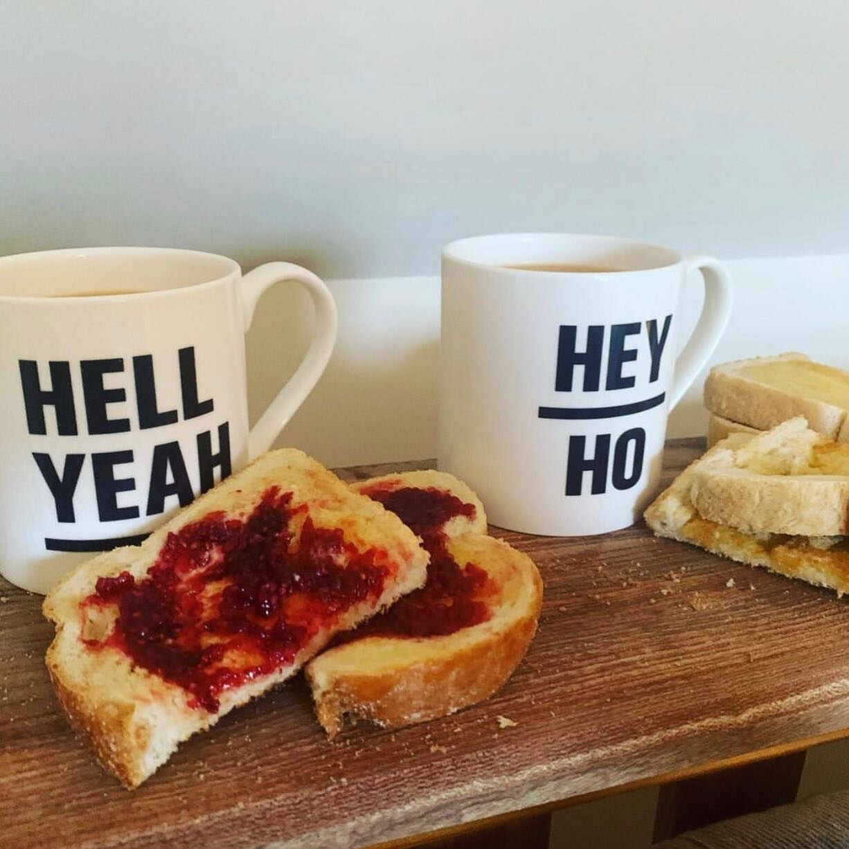 Lovely breakfast post featuring our mugs. Thanks @janepottie ! #mugs #breakast #toastandjam #hellyeah #heyho #typography #graphicdesign #homeware #giftideas #christmas #christmasgifts  #minimalist #mug #mugs