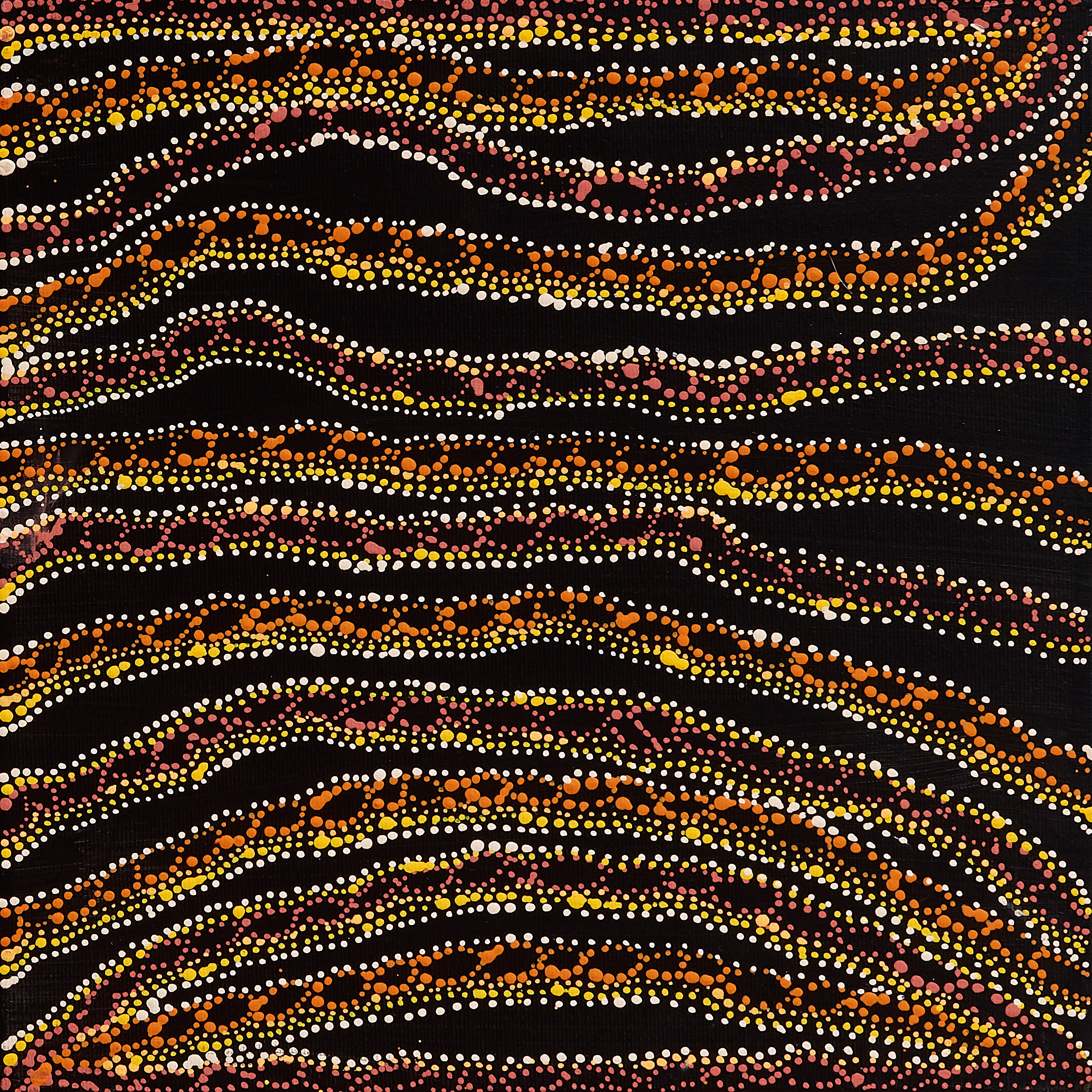 Ngapa Jukurrpa Pirlinyarnu, Sabrina Nangala Robertson, Acrylic on linen 30x30cm