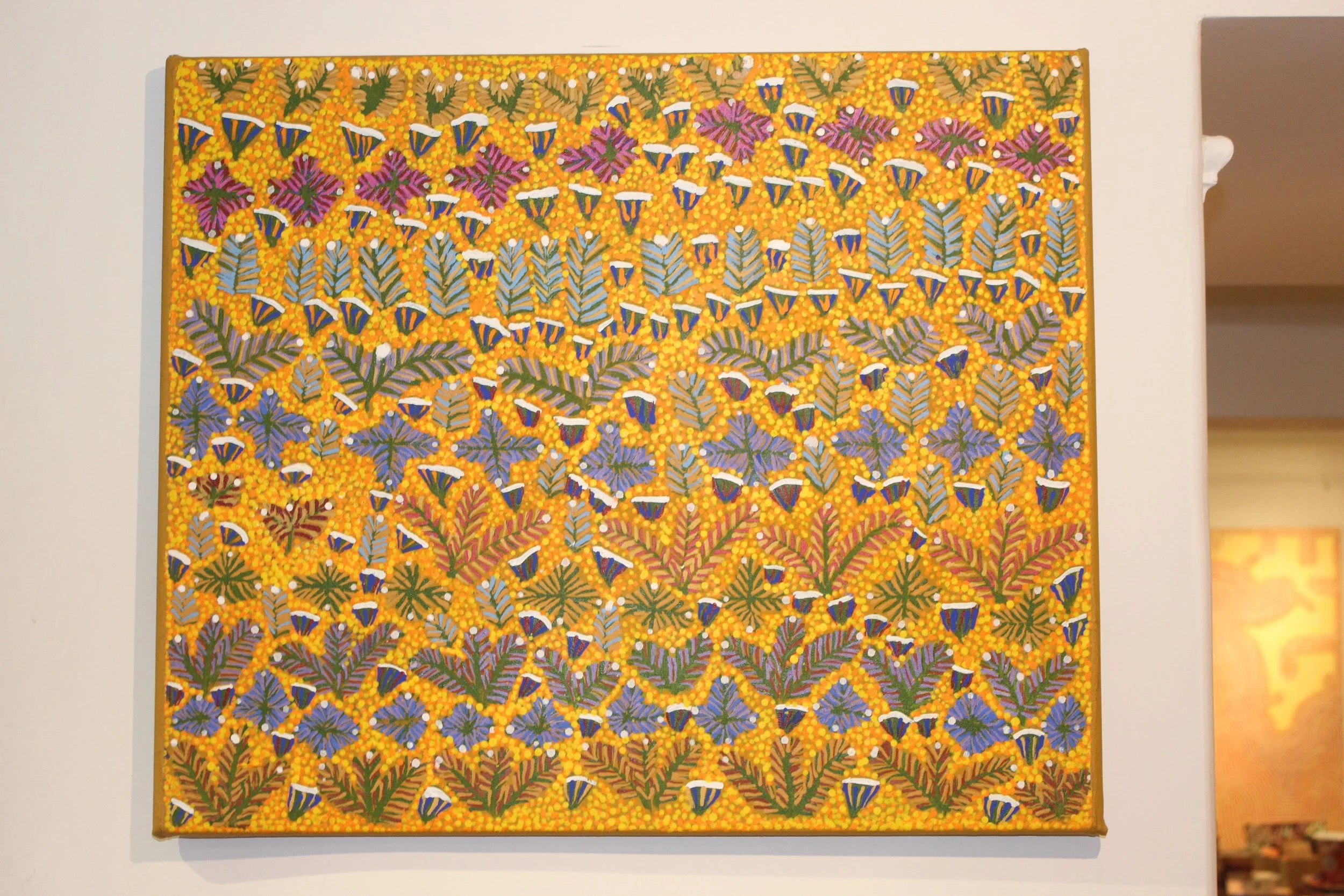 View of Country - Margaret Kemarre Ross, Acrylic on Linen 61x51cm