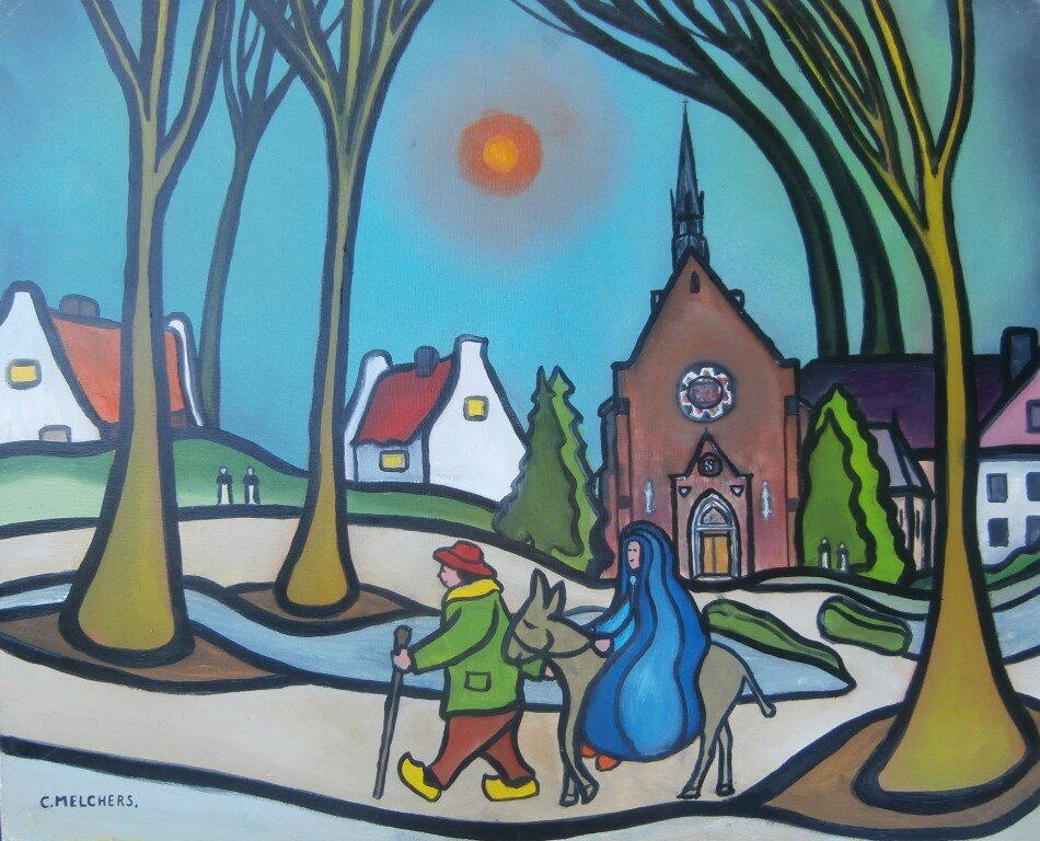 Jozef-en-Maria-op-weg-door-Huissen-50x60cm-acryl-2007.jpg