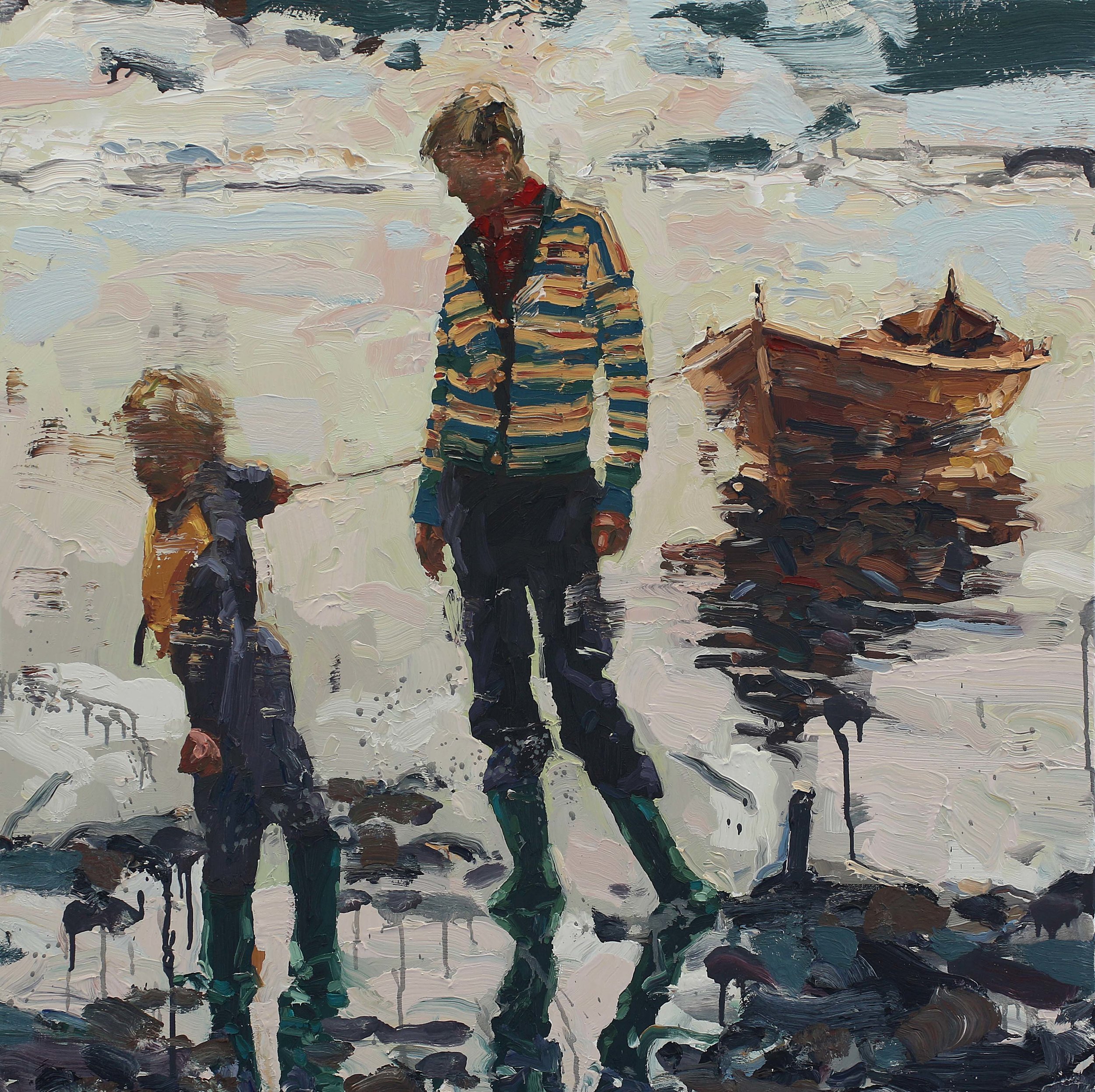 Fortøyning – 100x100 cm – Eggoljetempera på lerret – Privat eie