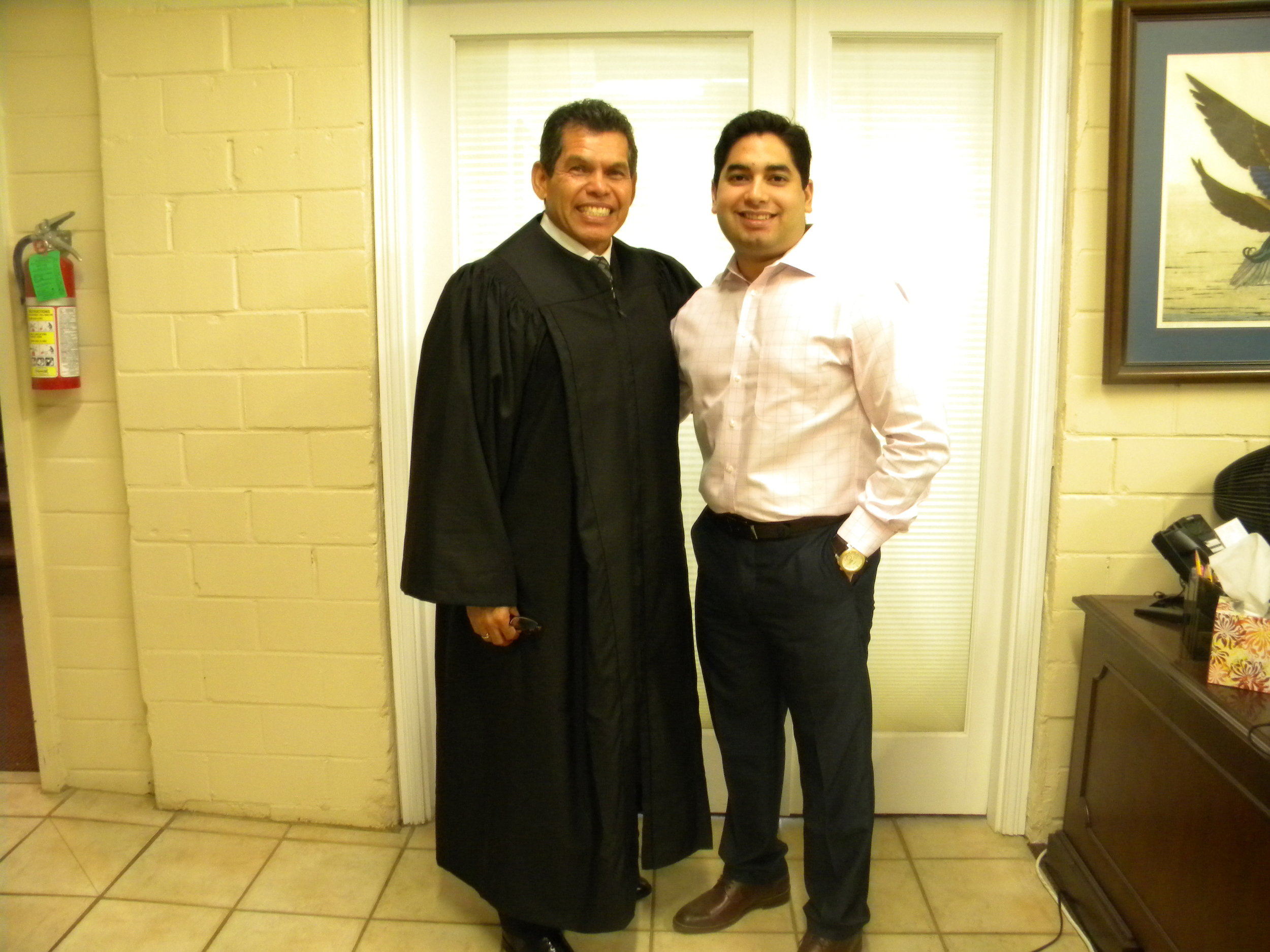 Municipal Judge Terry Palacios, Left Jay Garza, Right