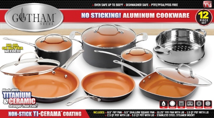 Gotham Steel 8.5''and 9.5'' Aluminum Nonstick Square Frying Pan