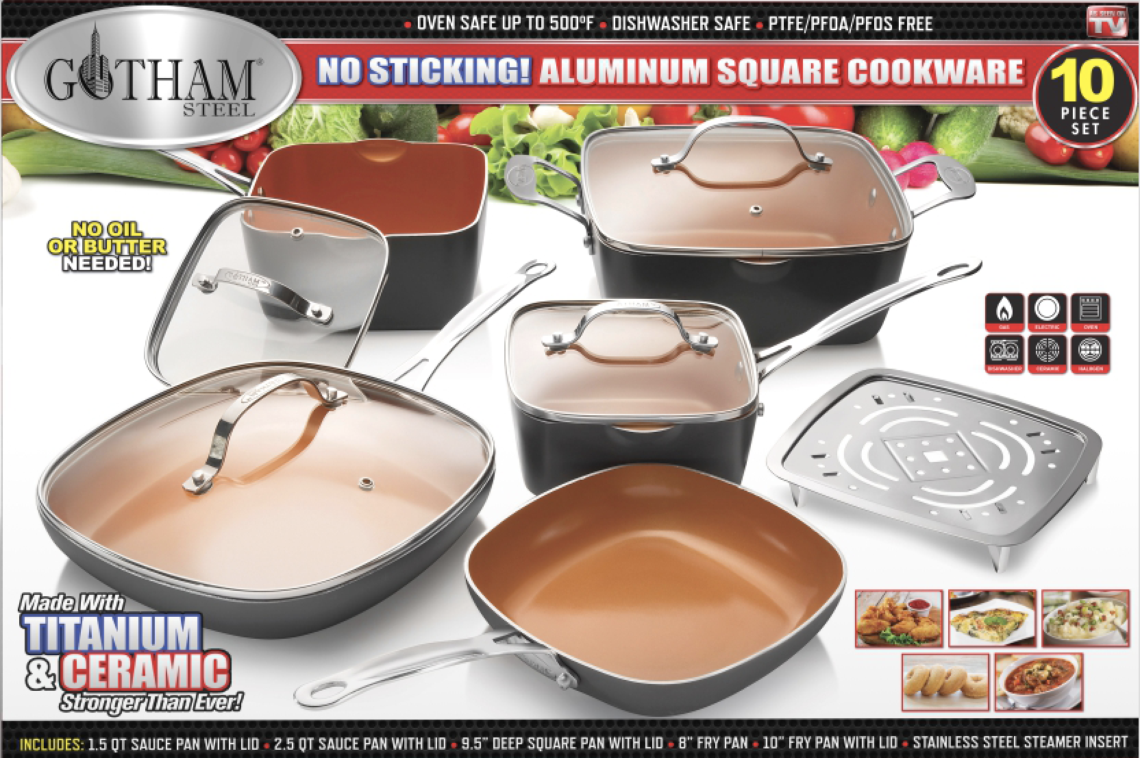 Gotham Steel 12 in. Aluminum Ti-Ceramic Non-Stick Shallow Square