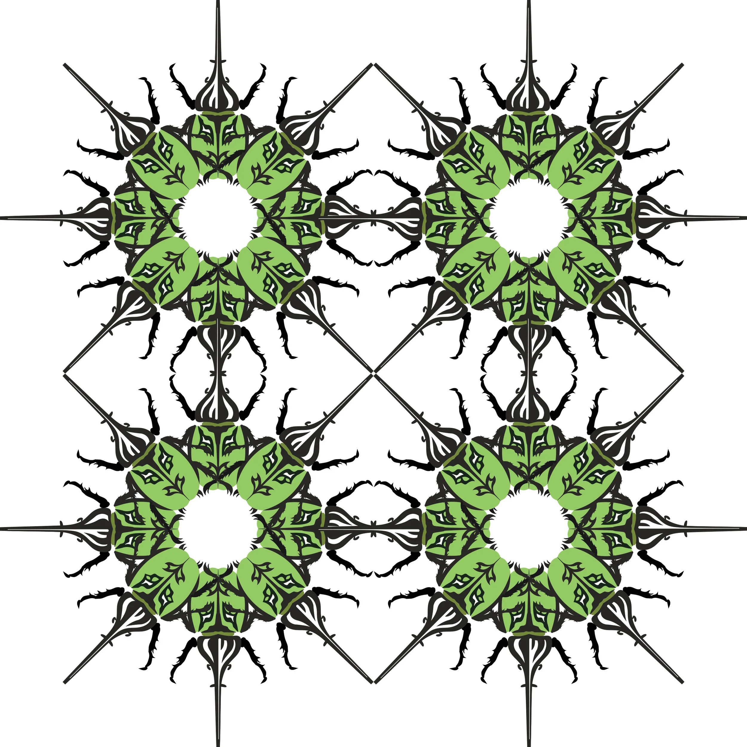 The repeat pattern of beetles that make up the Parker pattern