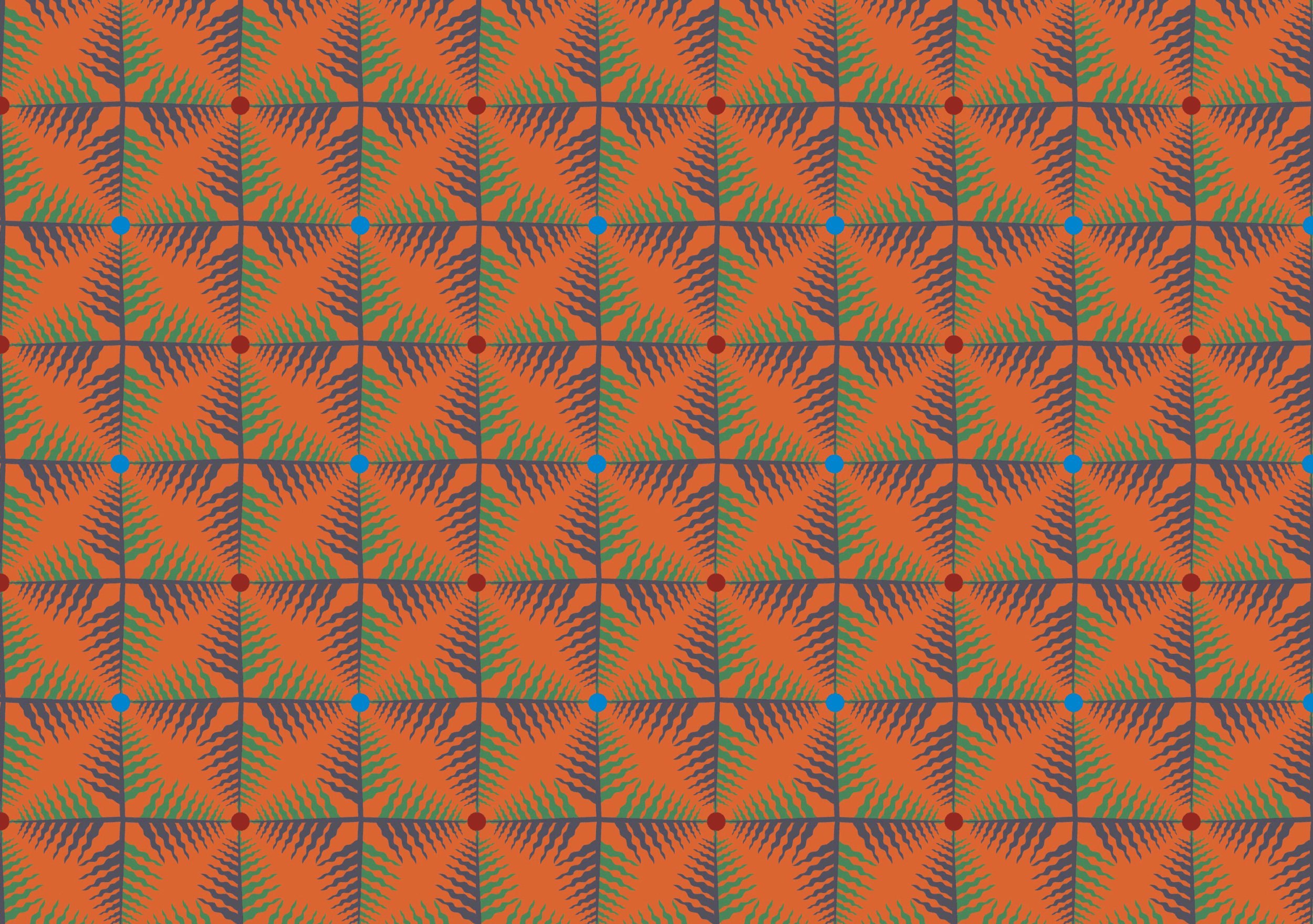 Diamonds Orange - Jungle geometric leaf pattern