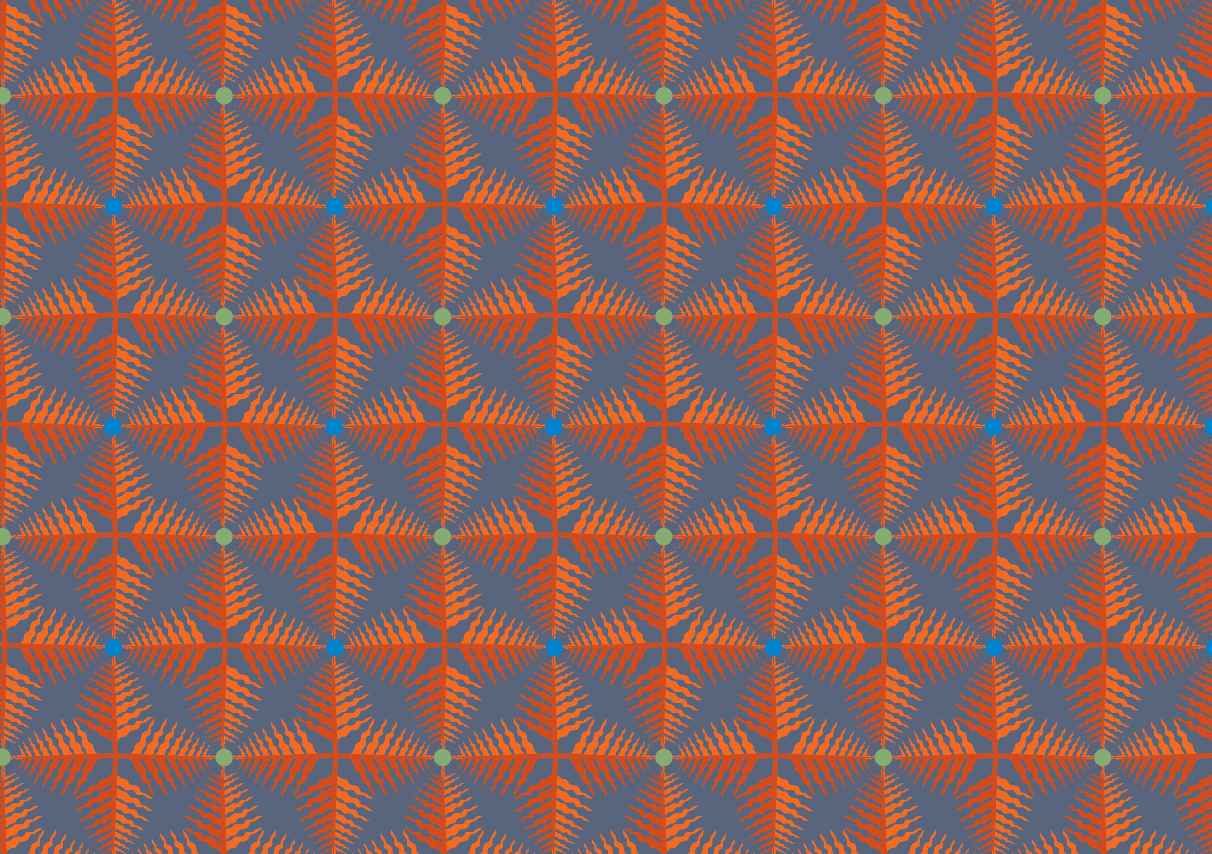 Diamonds Grey Orange - Jungle geometric leaf pattern
