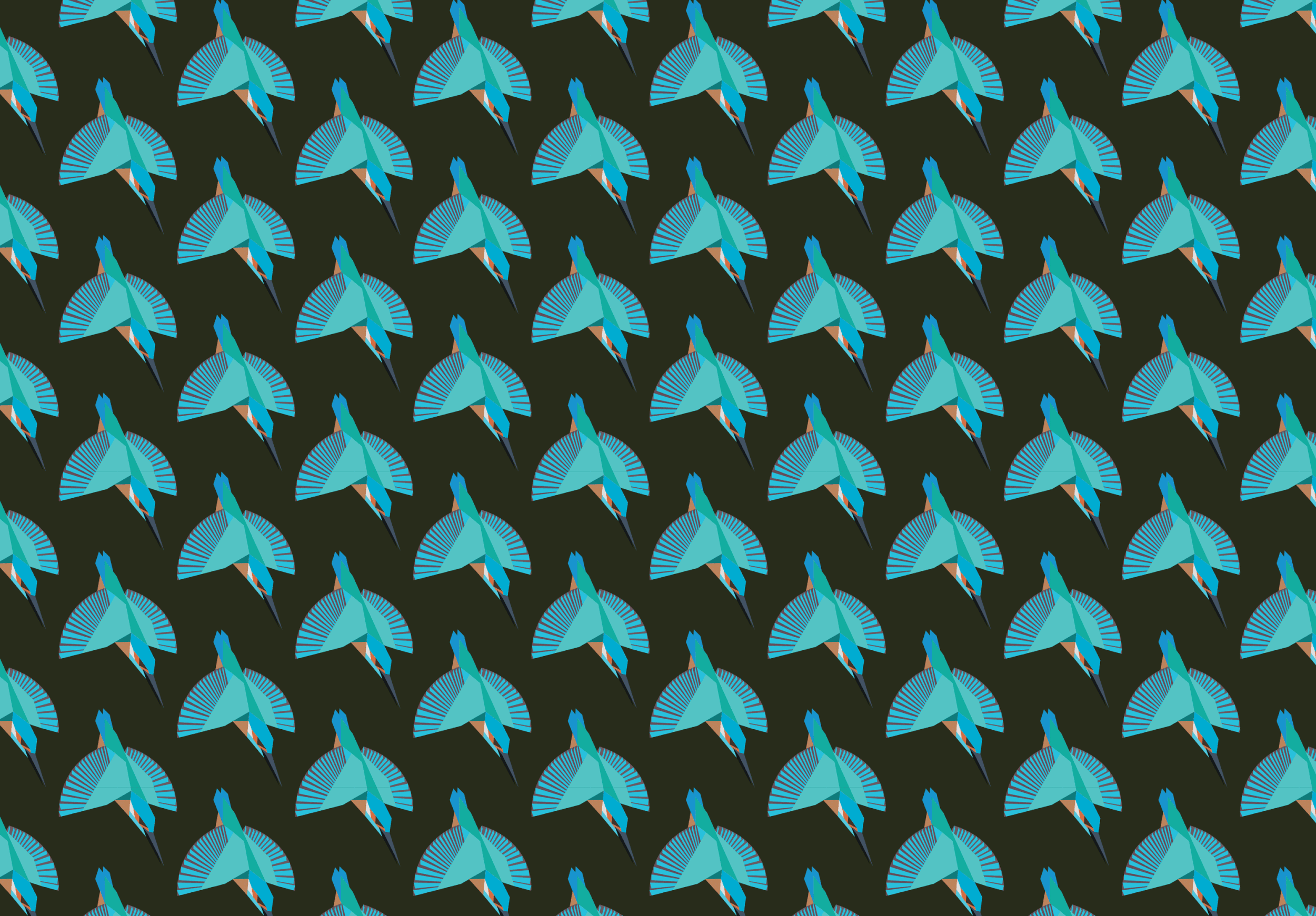 King Dark Grey - diving kingfisher pattern
