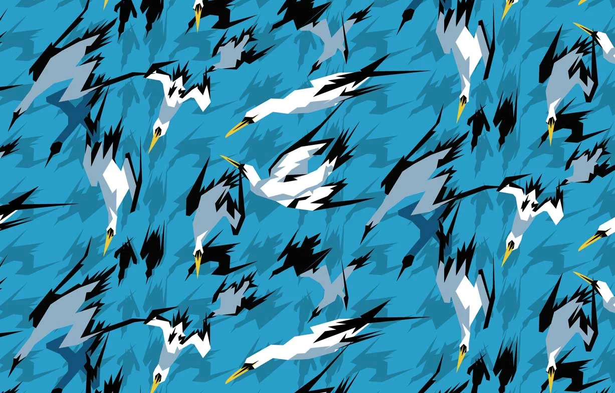 Arctic Blue showing the detail of the diving Gannet motifs