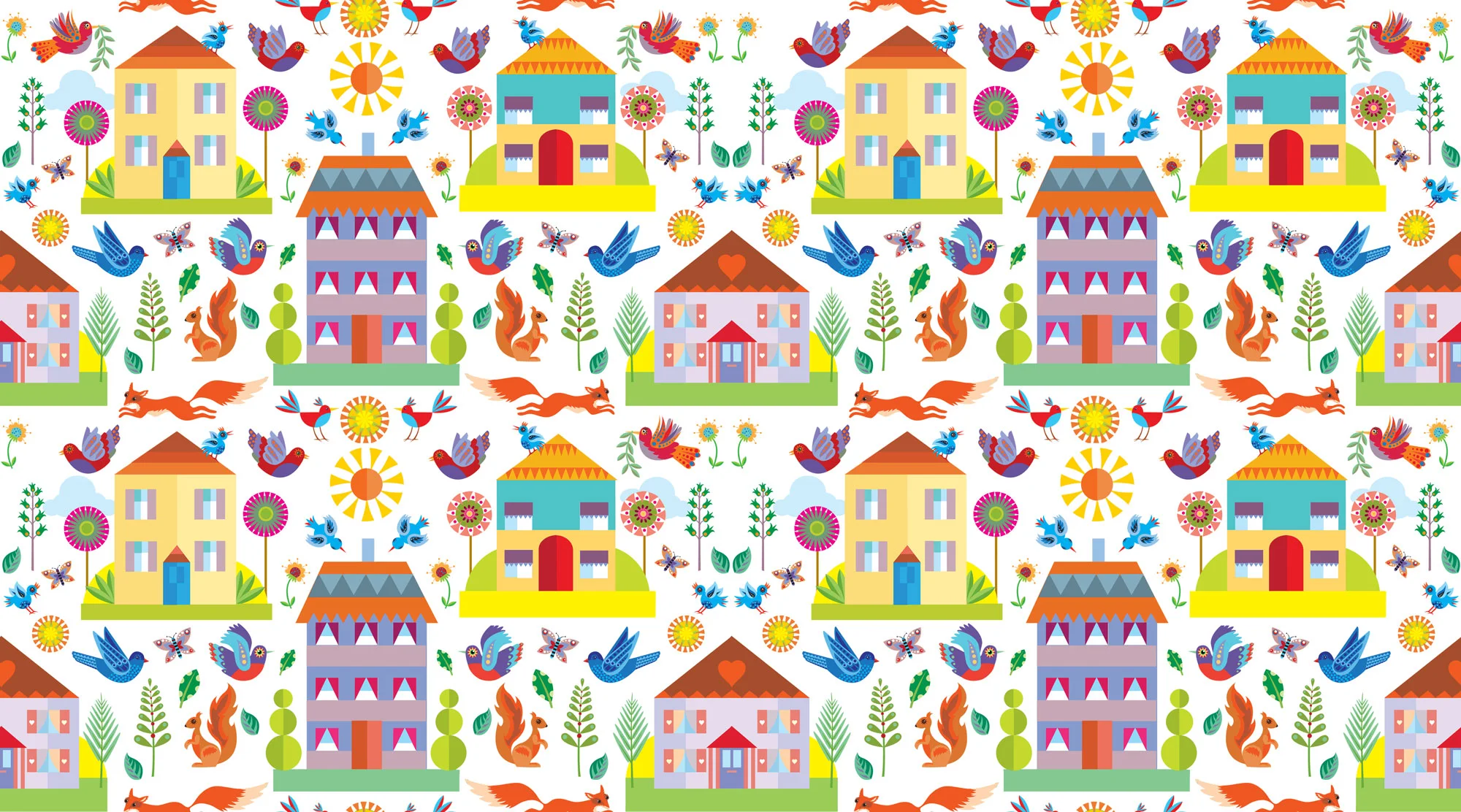 FOLKHOUSE 438 Tangerine - is inspired by the folk art tradition with a story book feel