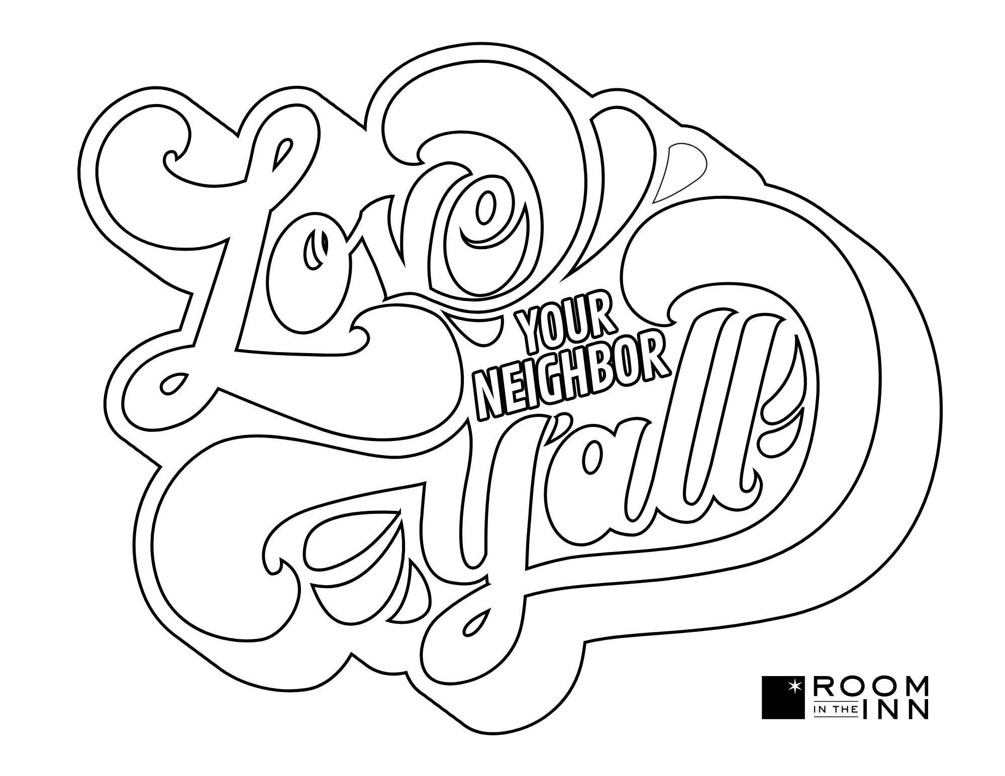 Room In The Inn Coloring Pages — Love Your Neighbor Y'all