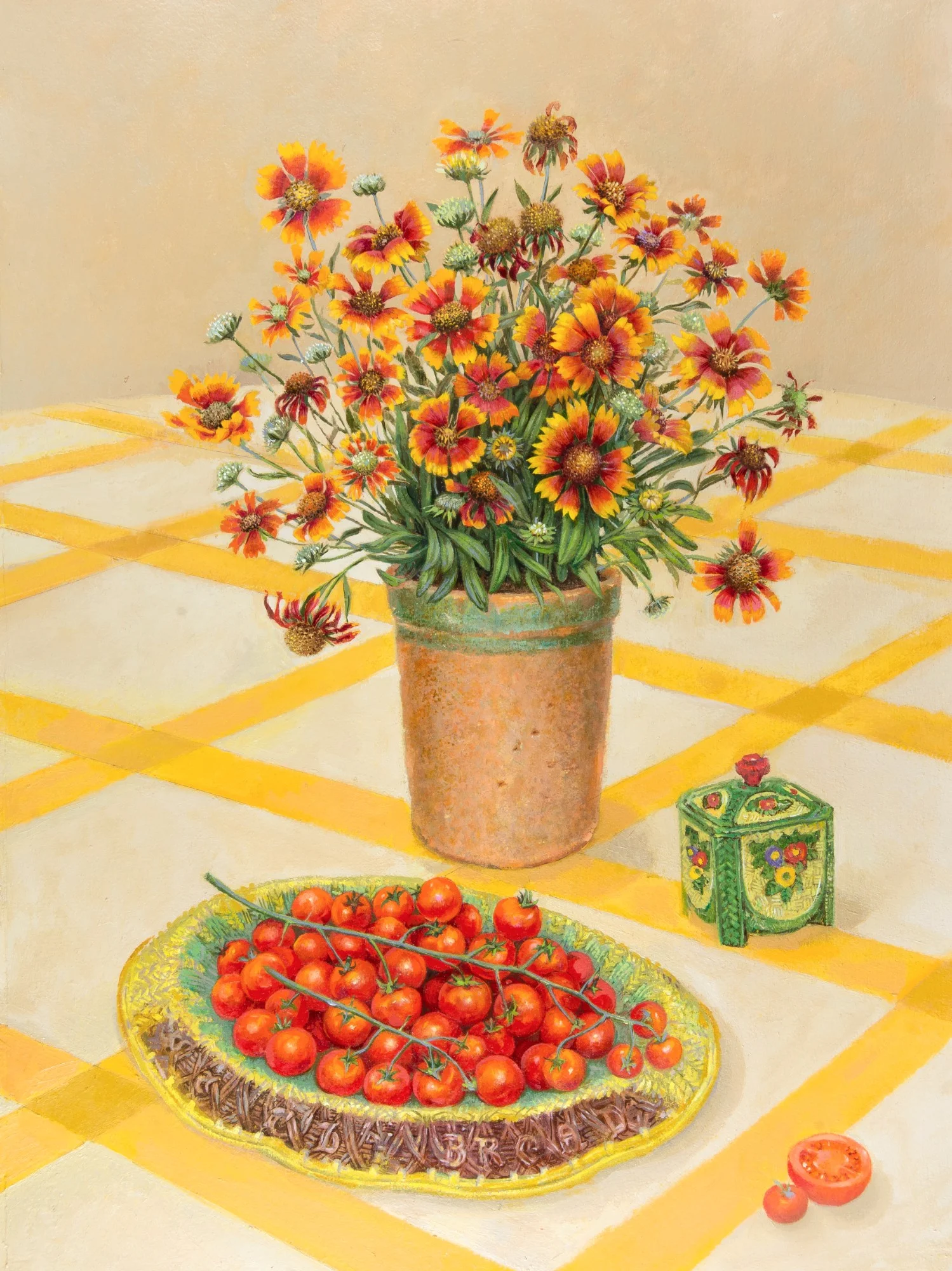 Tomatoes on a Bread Dish
