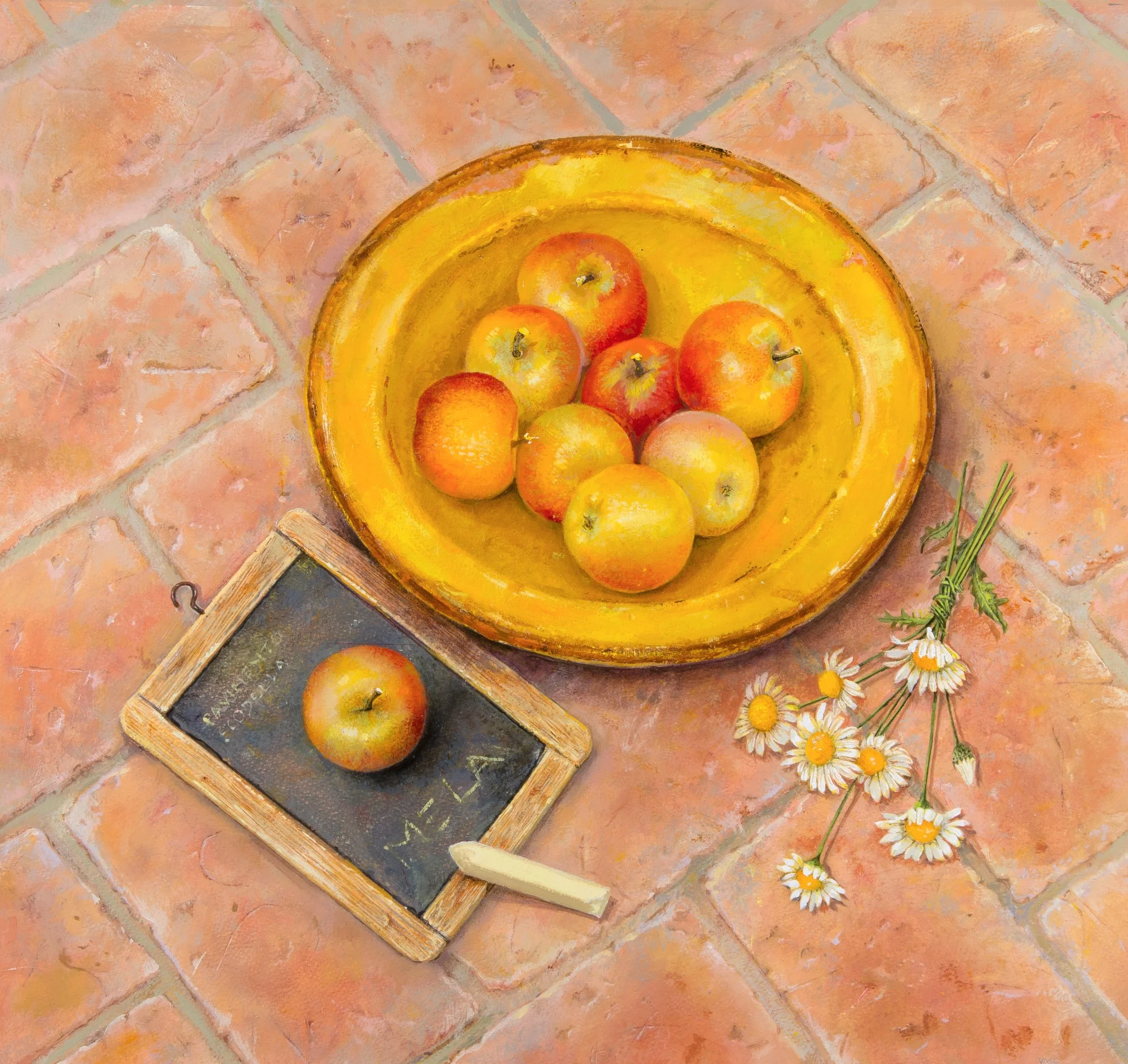 Yellow Bowl, Red Apples
