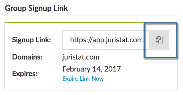 Click the "copy" button to copy the custom signup link to your clipboard.