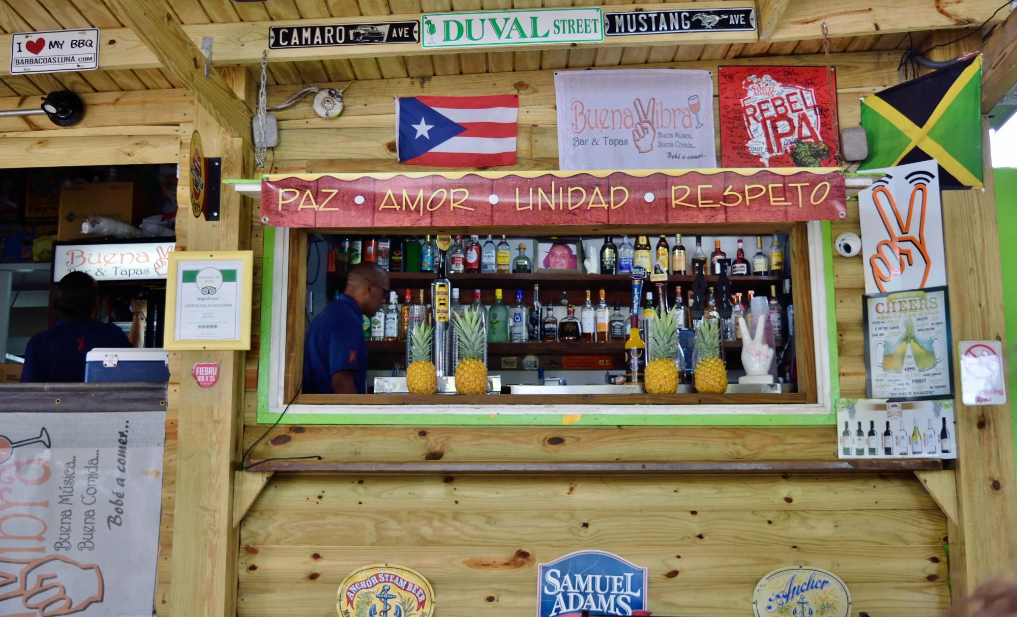 Bar. Check. Drinks. Check. Taps. Check. Pineapples. CHECK.
