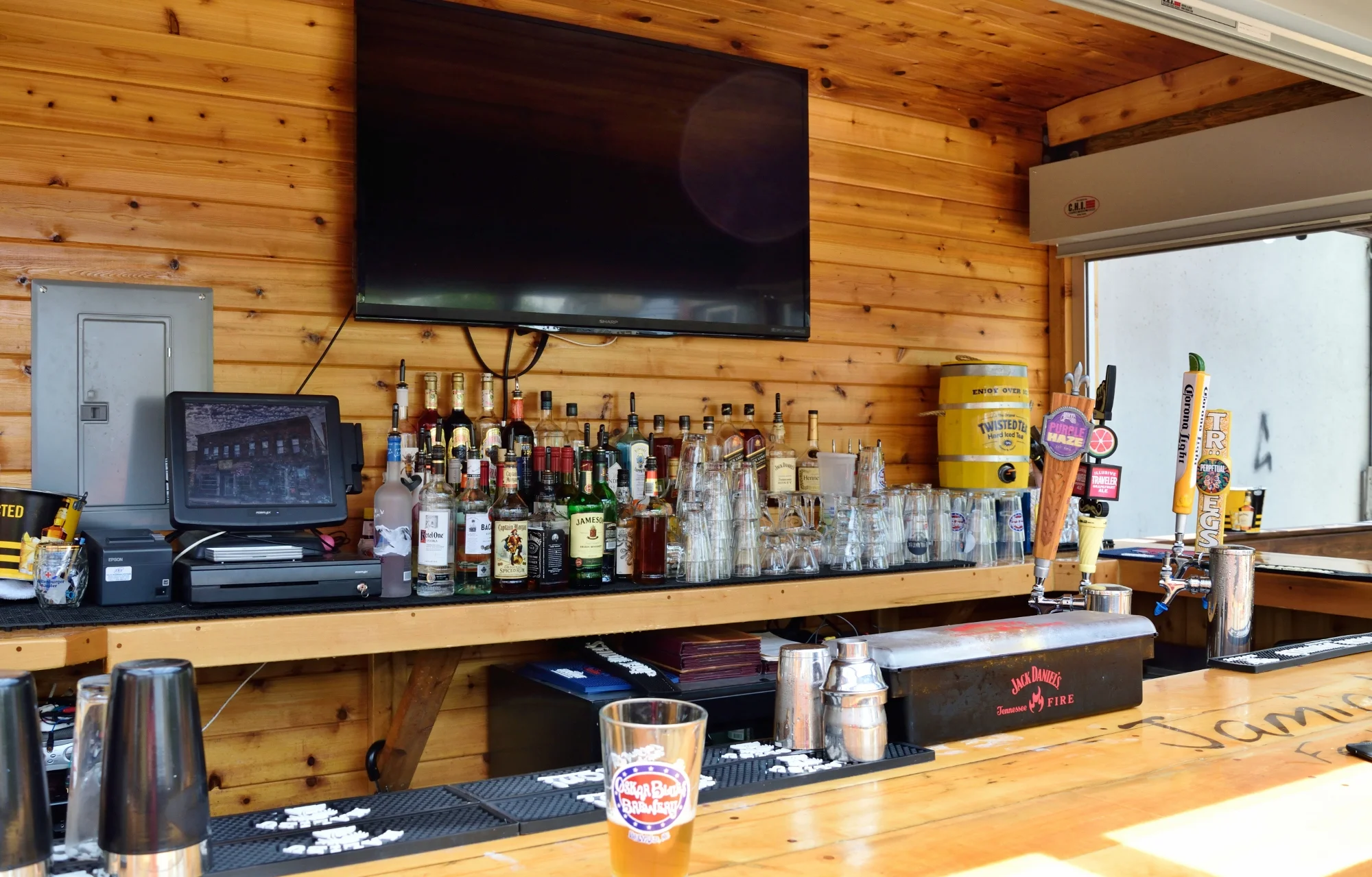 Fewer taps than their inside bar, but you have access to everything even if you are outside.