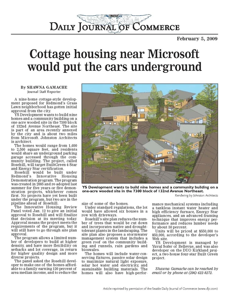 Daily Journal of Commerce - Cottage Development - TALTREE