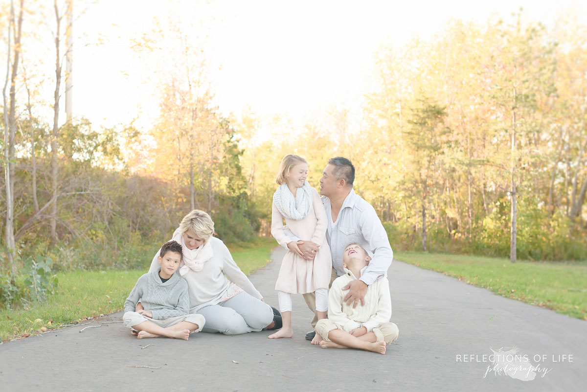 Family photography at sunset in southern ontario canada