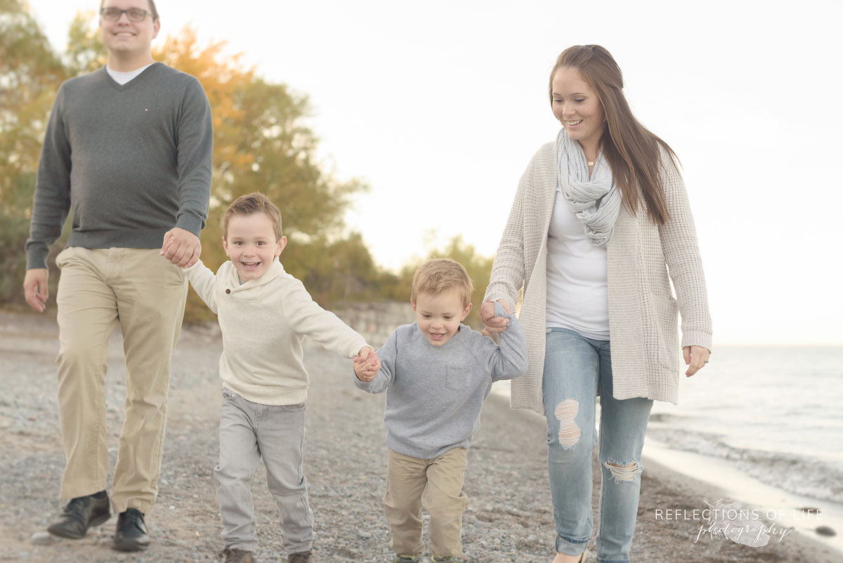 fun playful family photographs at sunset southern ontario