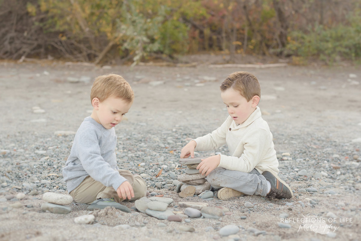 siblings on the beach in niagara ontario canada