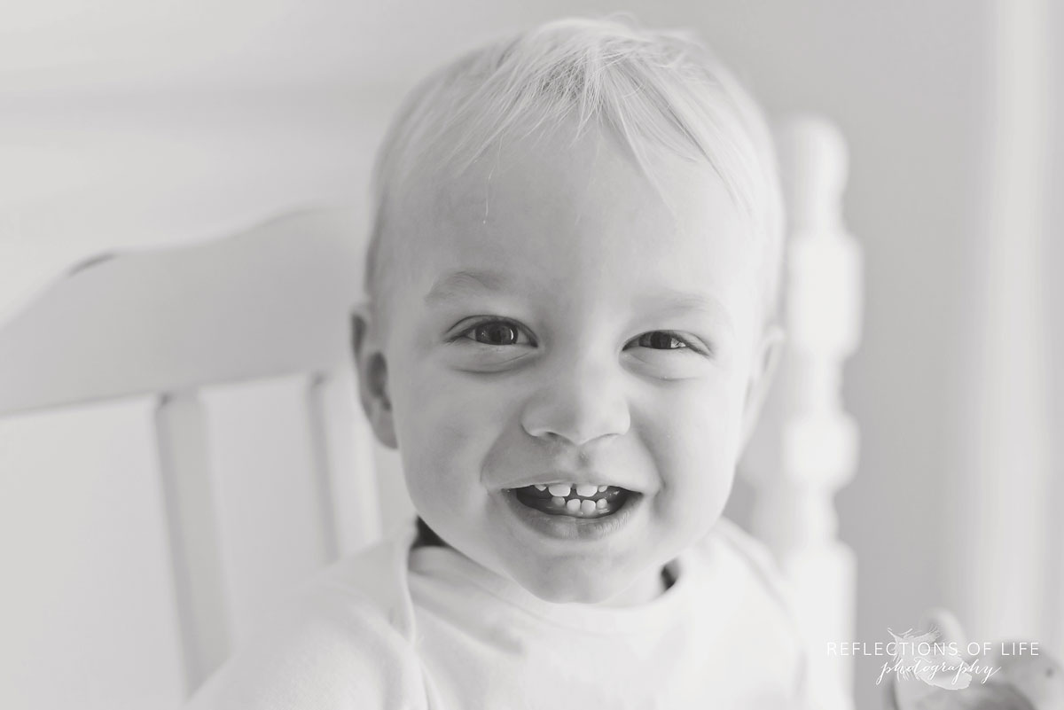 Fun baby photography in photo studio in Beamsville, ON