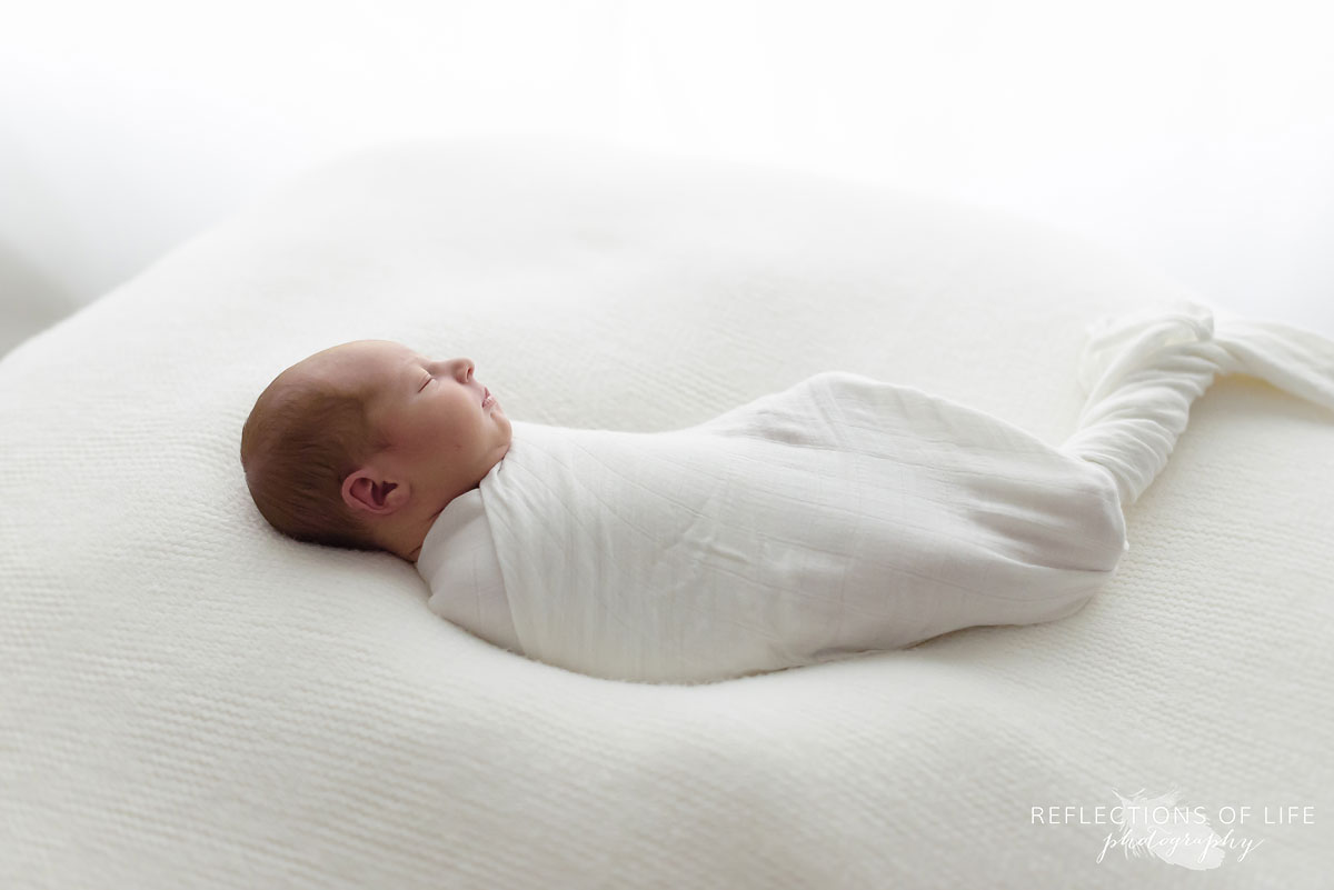 002 Grimsby Newborn Photography Baby Swaddled in White