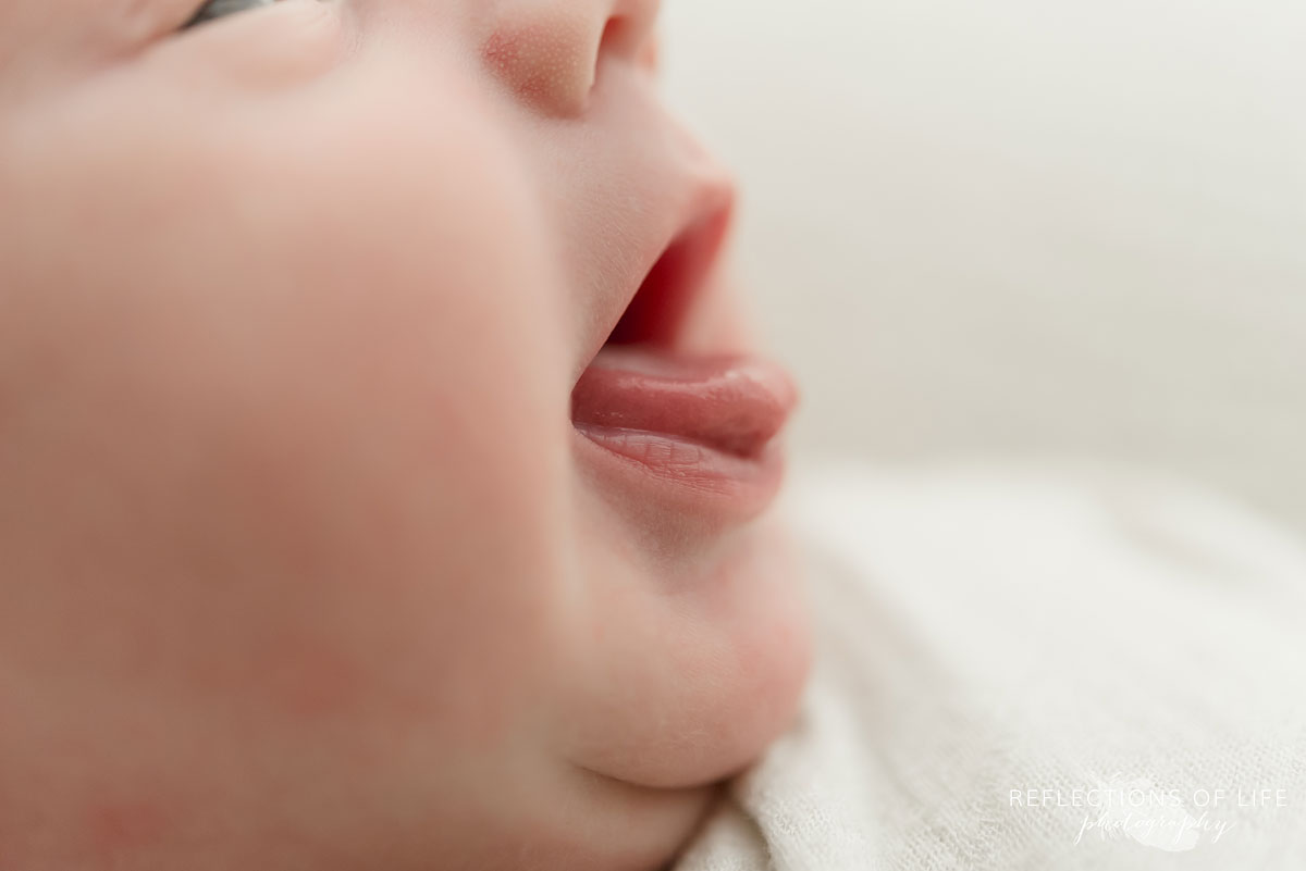 Close up of little baby mouth