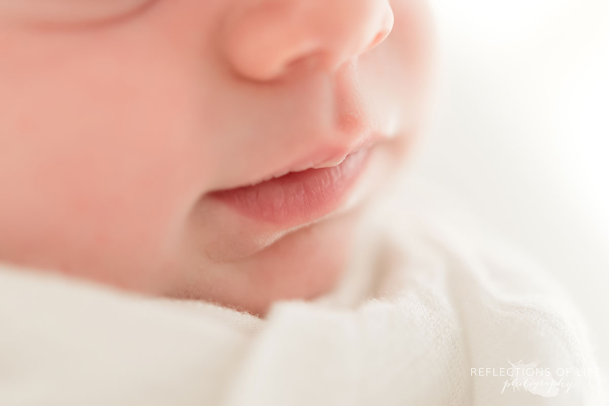 Pink newborn baby lips