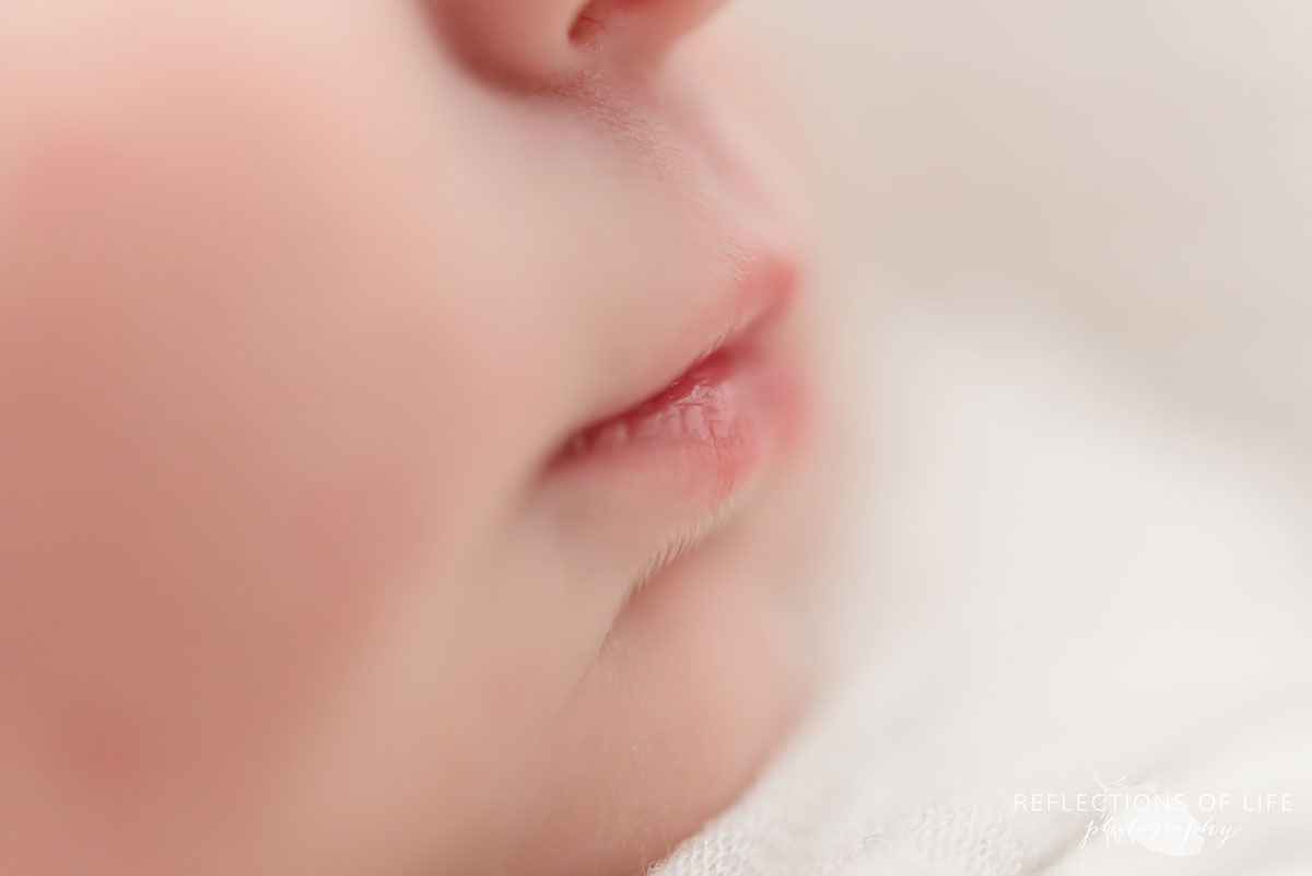 Newborn baby cute pink lips