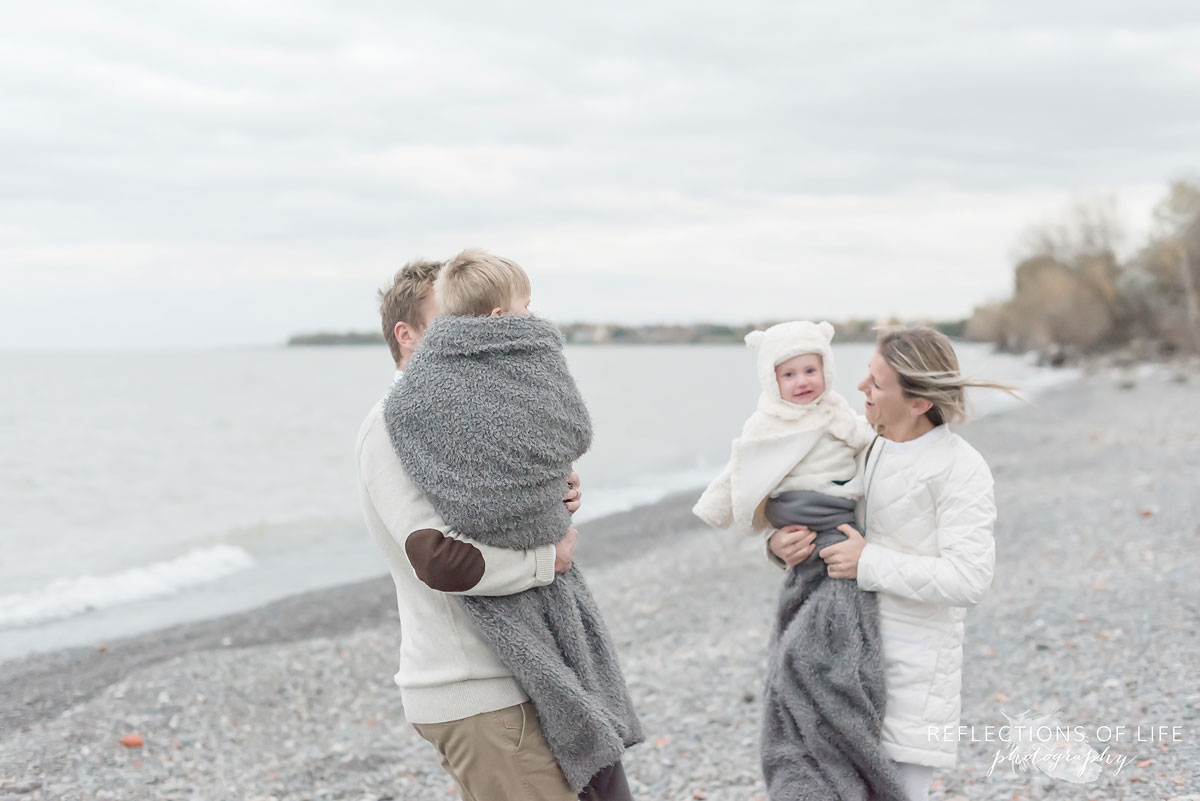 Colour photography on the beach in winter Canada