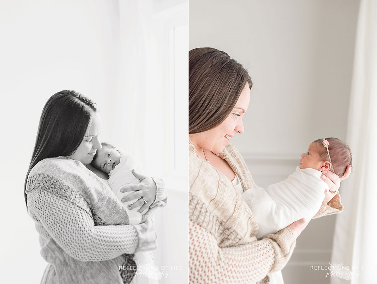 Newborn baby girl and mother photography