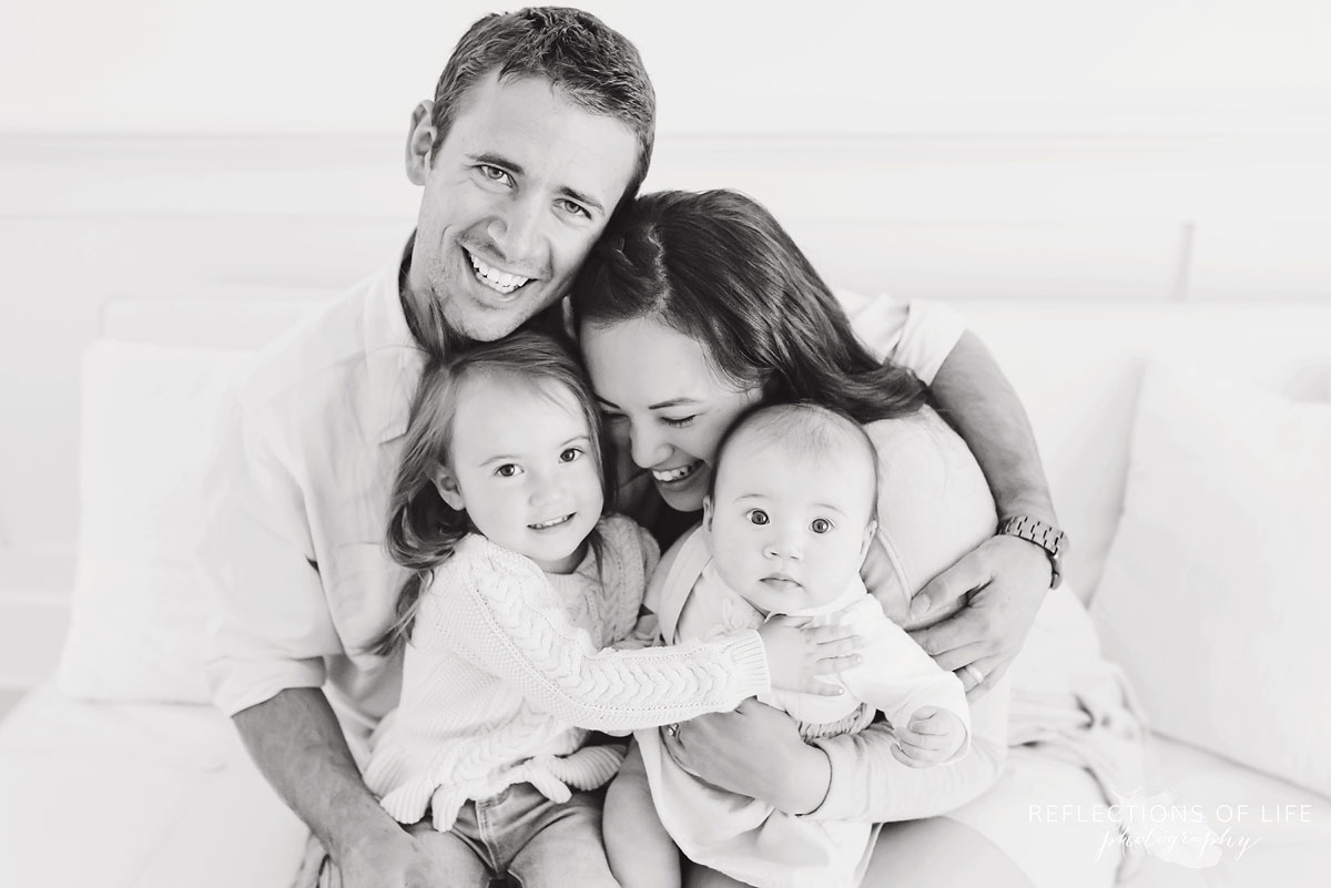 Black and white candid family shoot